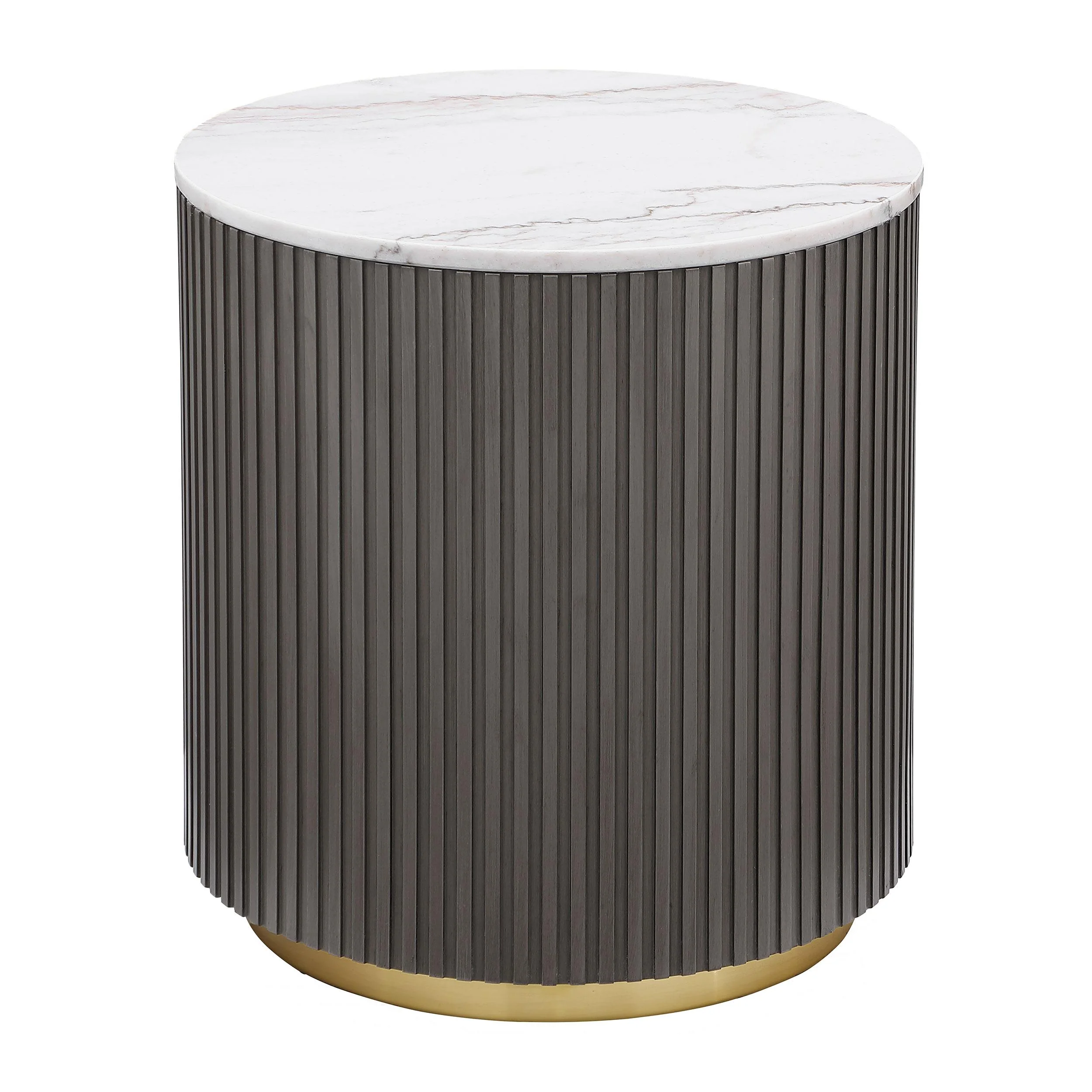 Coaster Furniture Jason 710417 Round Marble Top Side End Table - White and Charcoal - Image 1