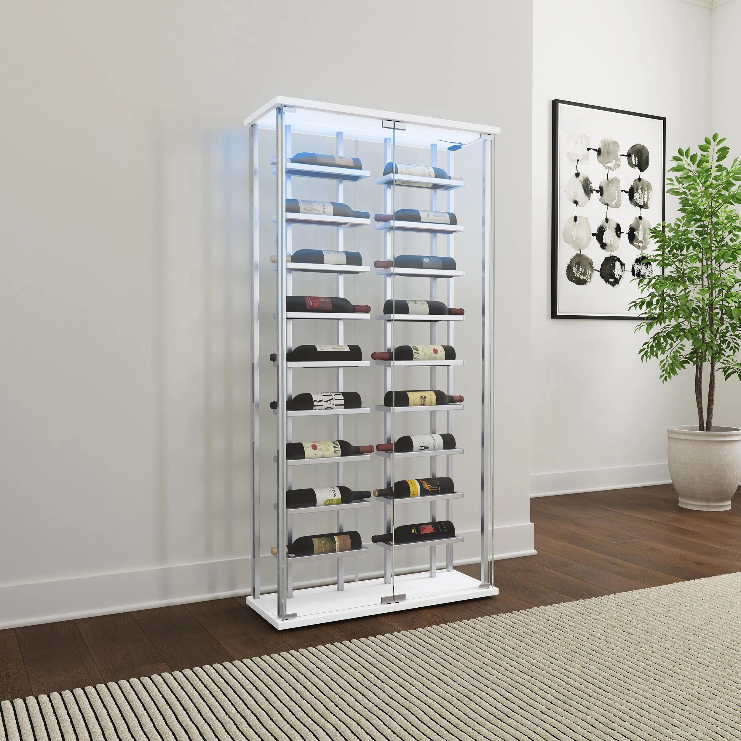 Coaster Furniture Montara 182037 Tempered Glass Wine Storage LED Curio Cabinet - Chrome - Image 3
