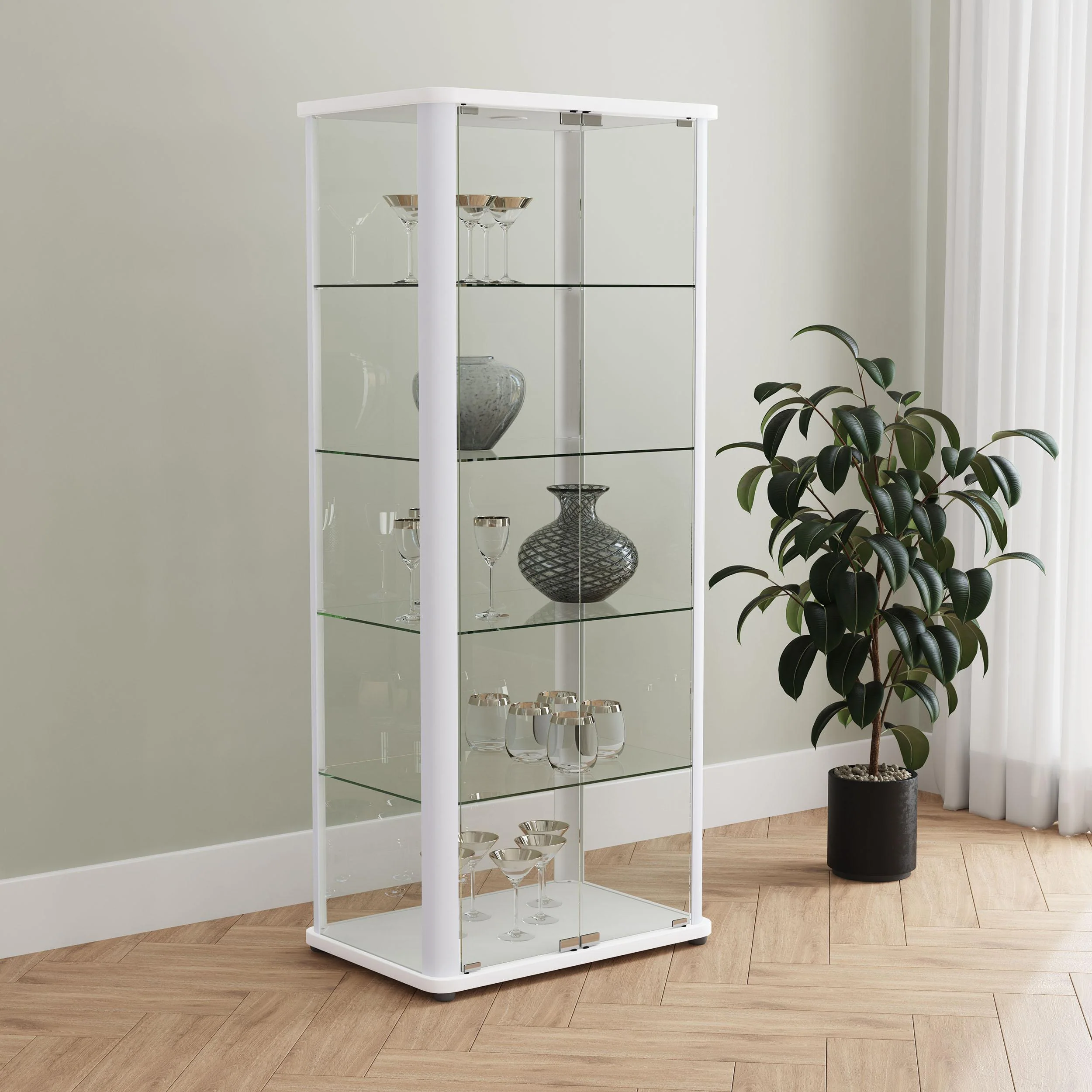 Coaster Furniture Aero 950399 5-shelf Display Curio Cabinet with LED Lighting - White - Image 2