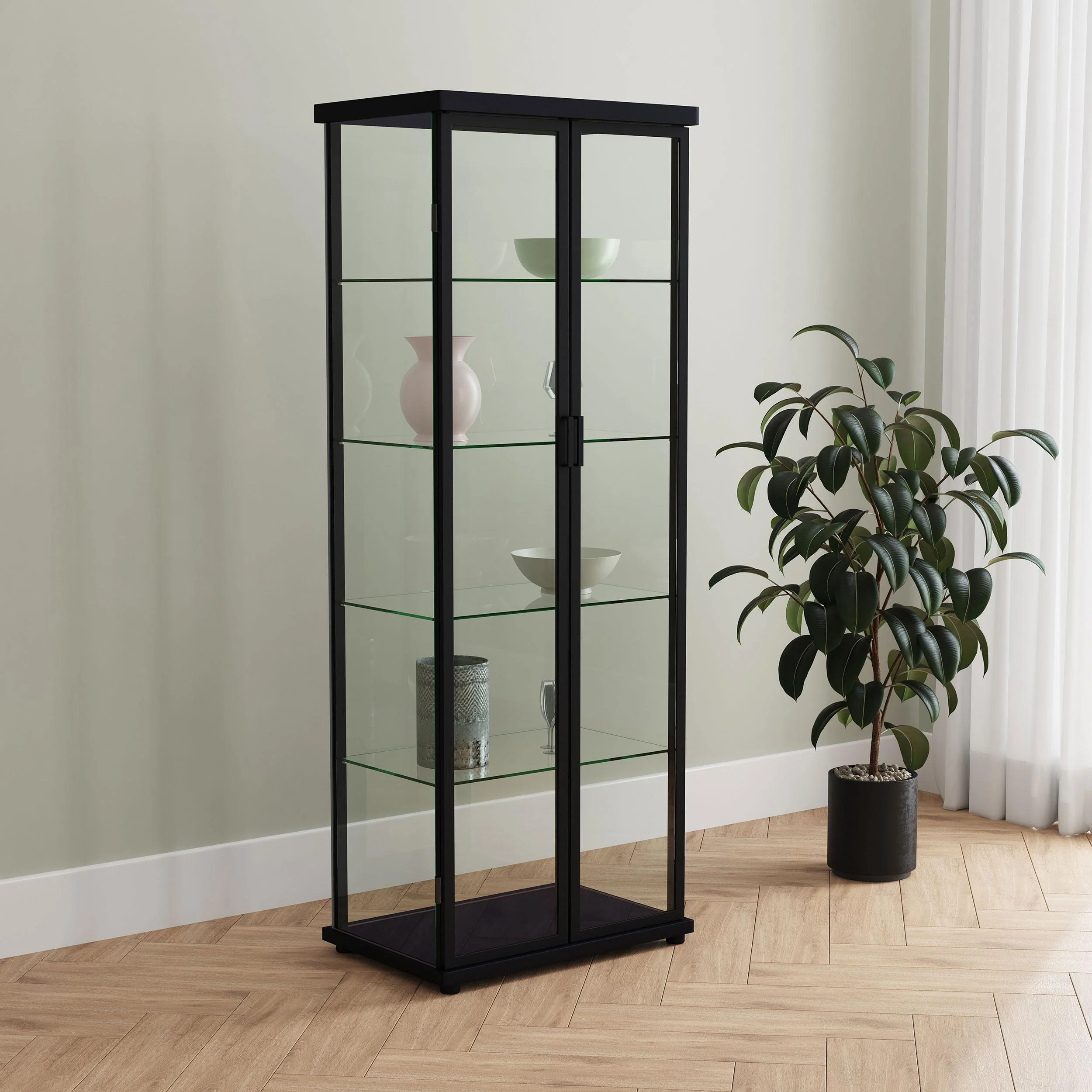 Coaster Furniture Aero 950400 4-shelf Display Curio Cabinet with LED Lighting - Black - Image 2