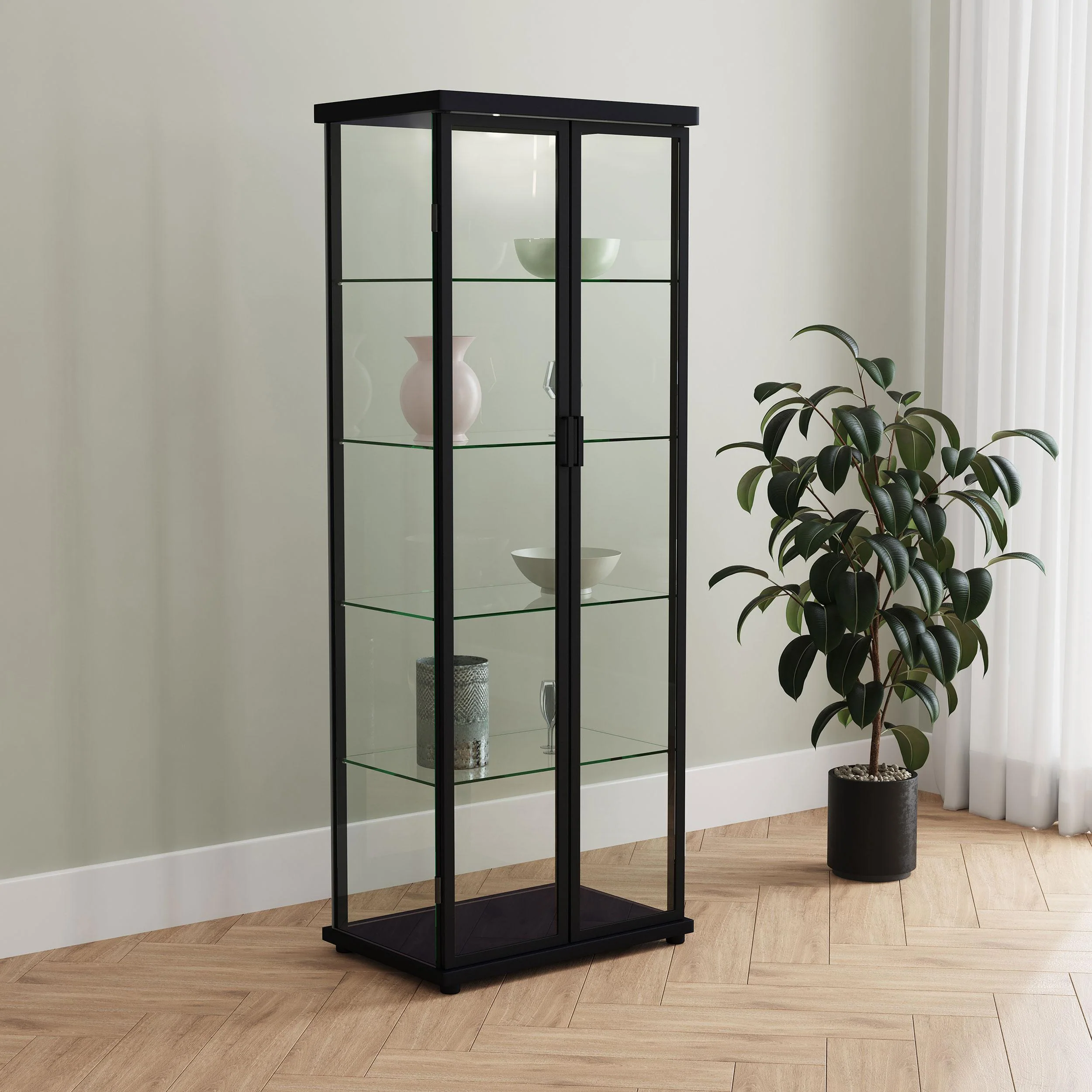 Coaster Furniture Aero 950400 4-shelf Display Curio Cabinet with LED Lighting - Black - Image 3