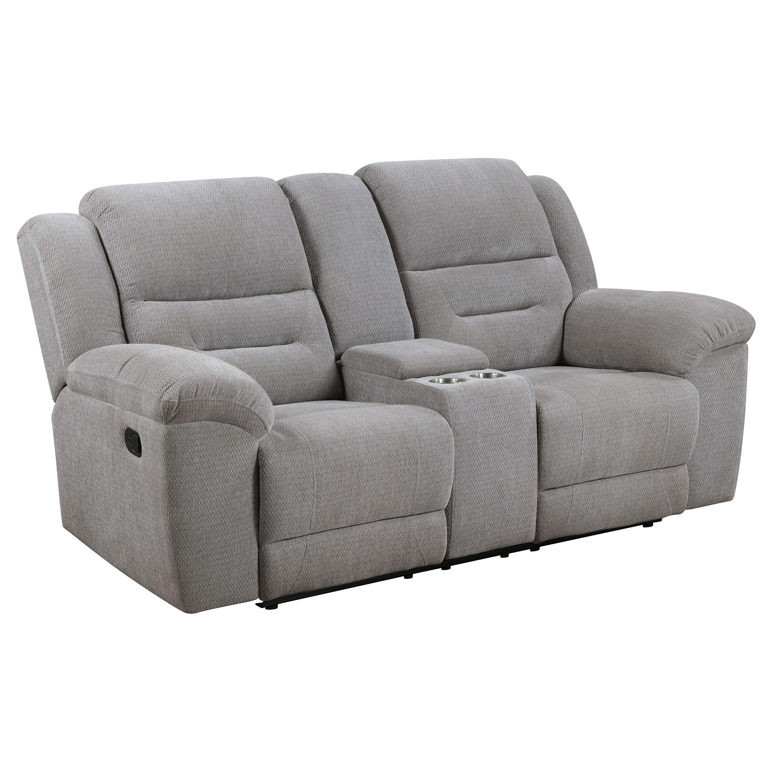Coaster Furniture Gilson 602552 Chenille Upholstered Reclining Loveseat - Grey - Image 1