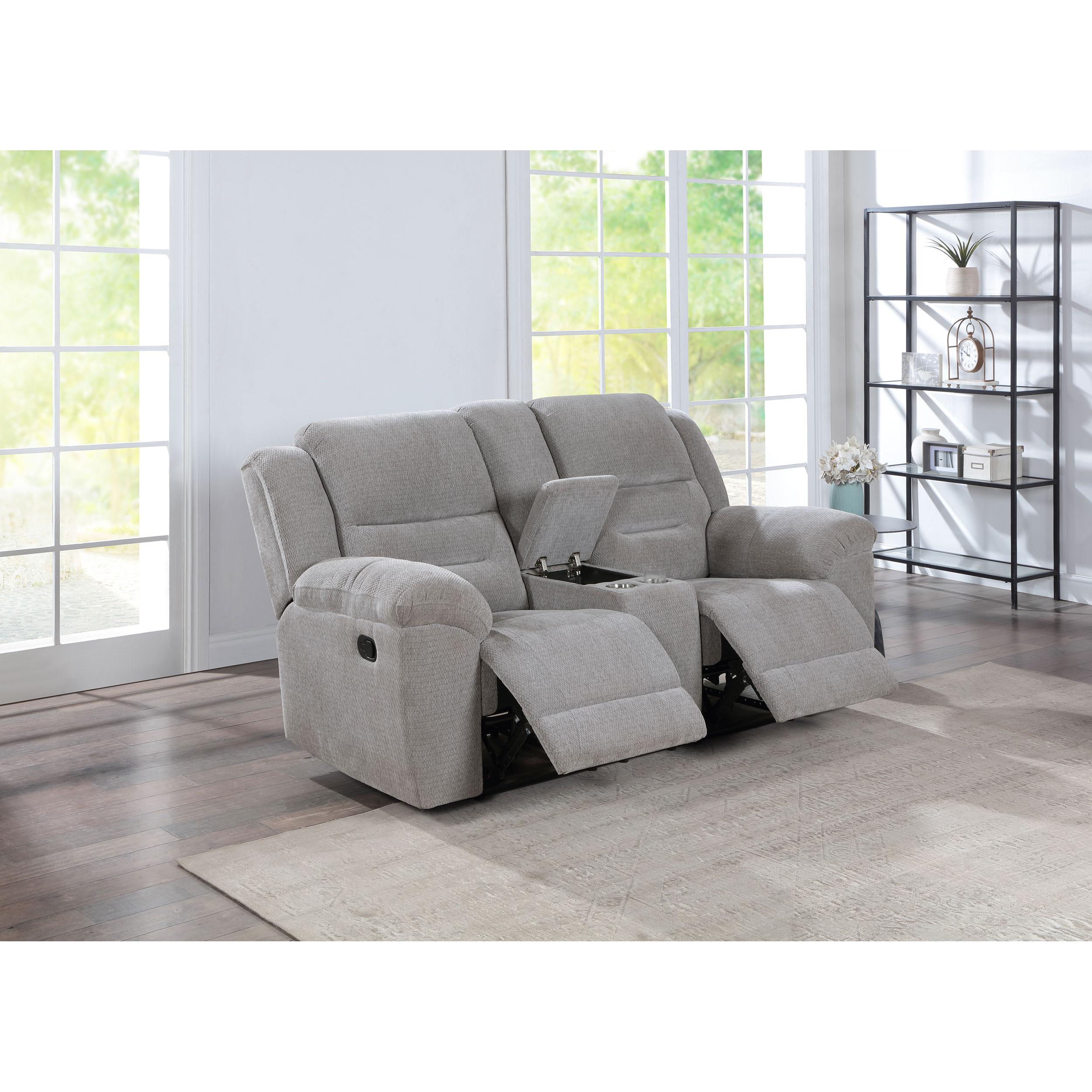 Coaster Furniture Gilson 602552 Chenille Upholstered Reclining Loveseat - Grey - Image 3