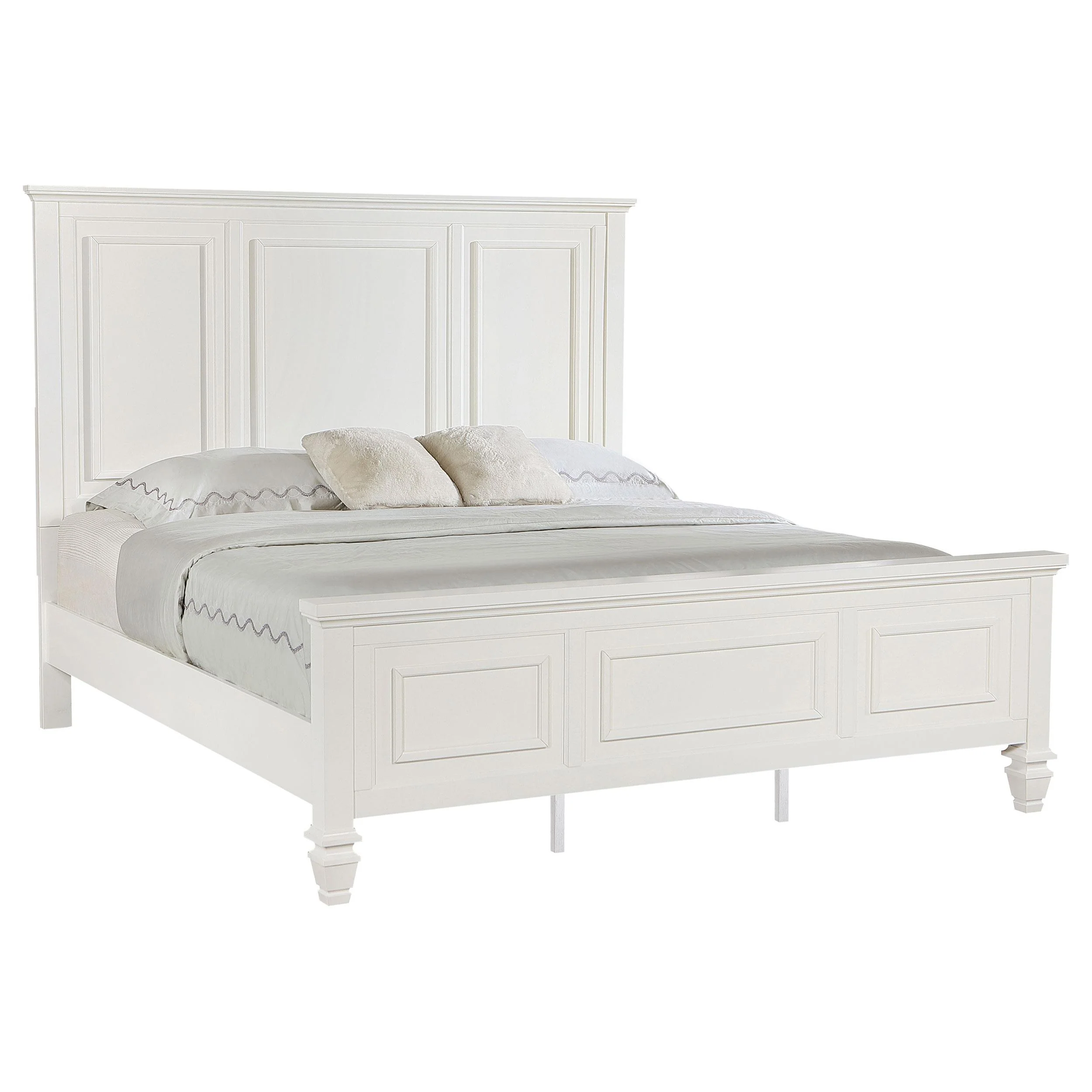 Coaster Furniture Sandy Beach 201301KEN 63-inch Eastern King Wood Panel Bed - Cream White - Image 3