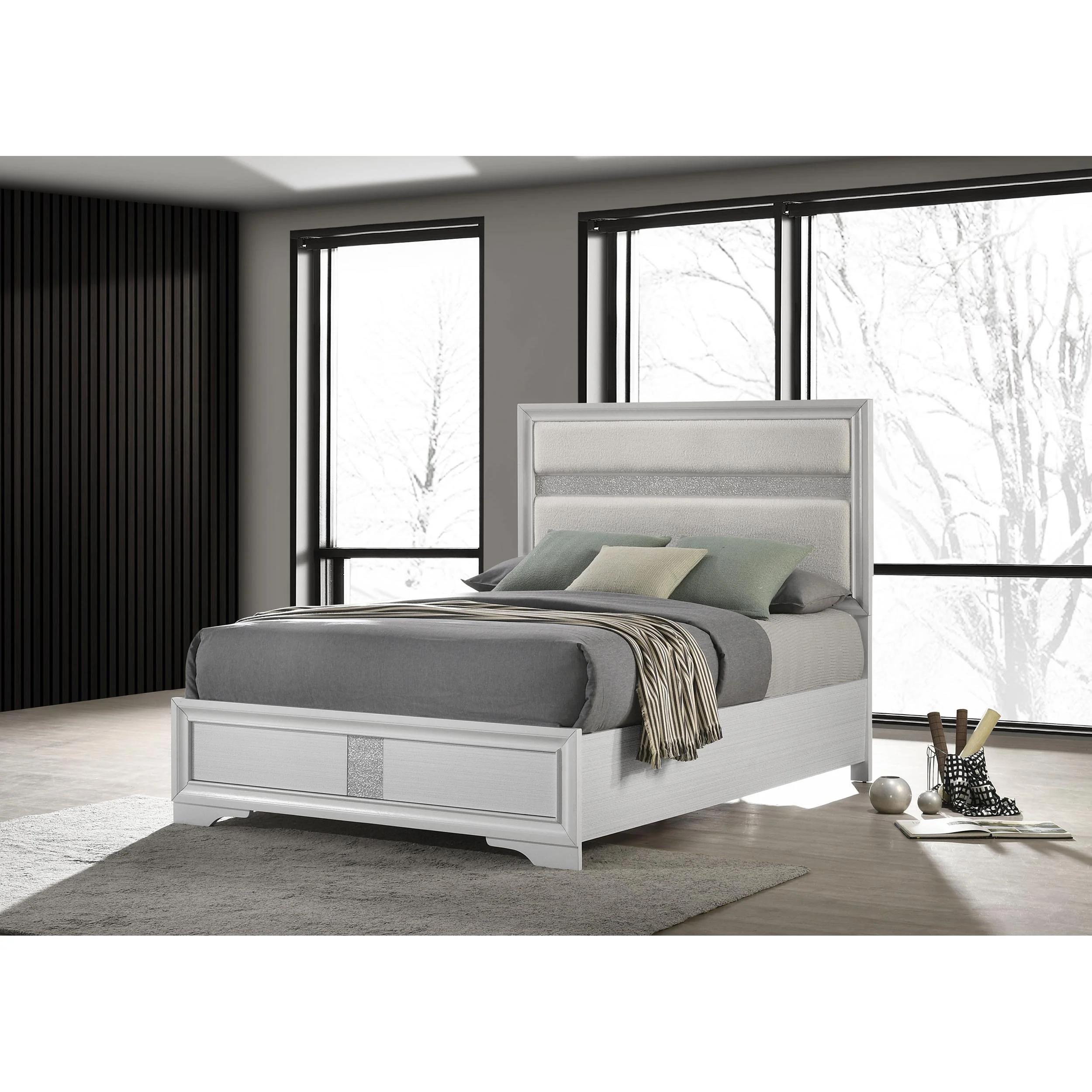 Coaster Furniture Miranda 205110Q 54-inch Upholstered Queen Panel Bed - White - Image 2