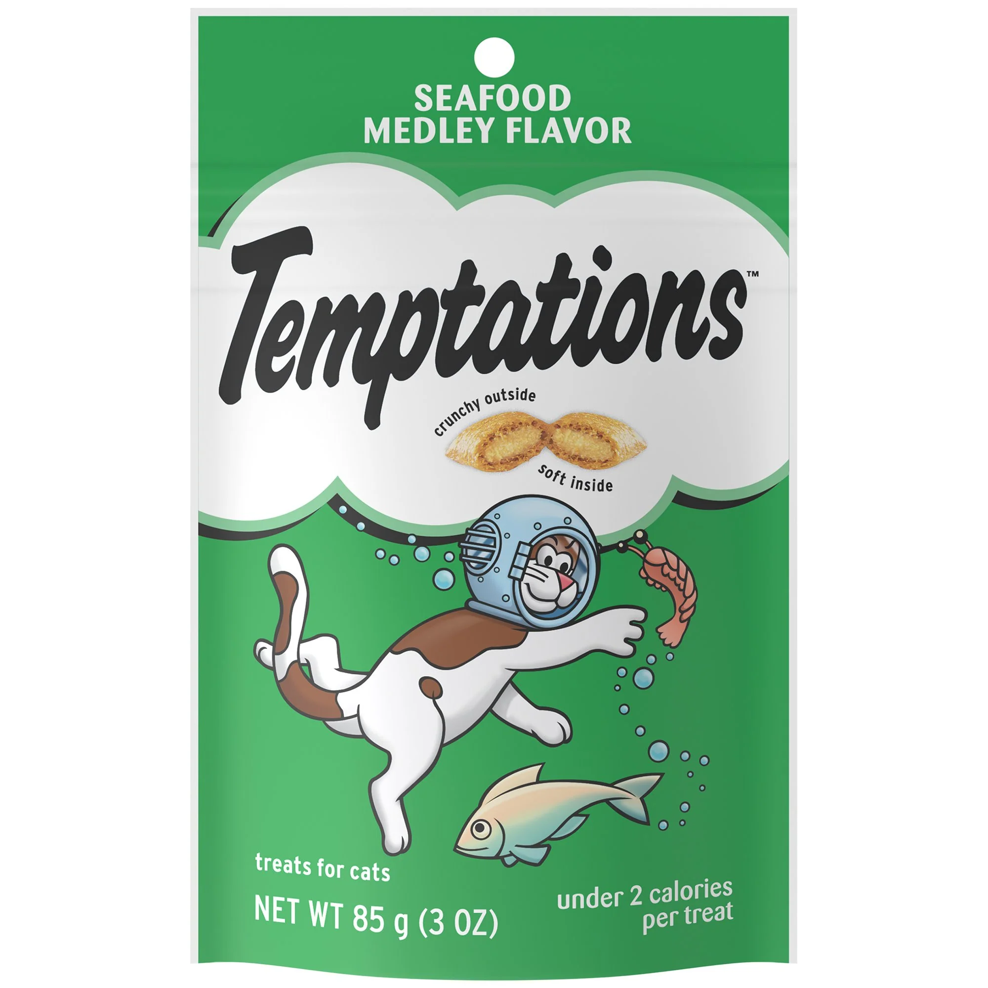 Temptations Shrimp & Fish Flavor Crunchy Soft Topper for Cat  3 oz. - Image 1
