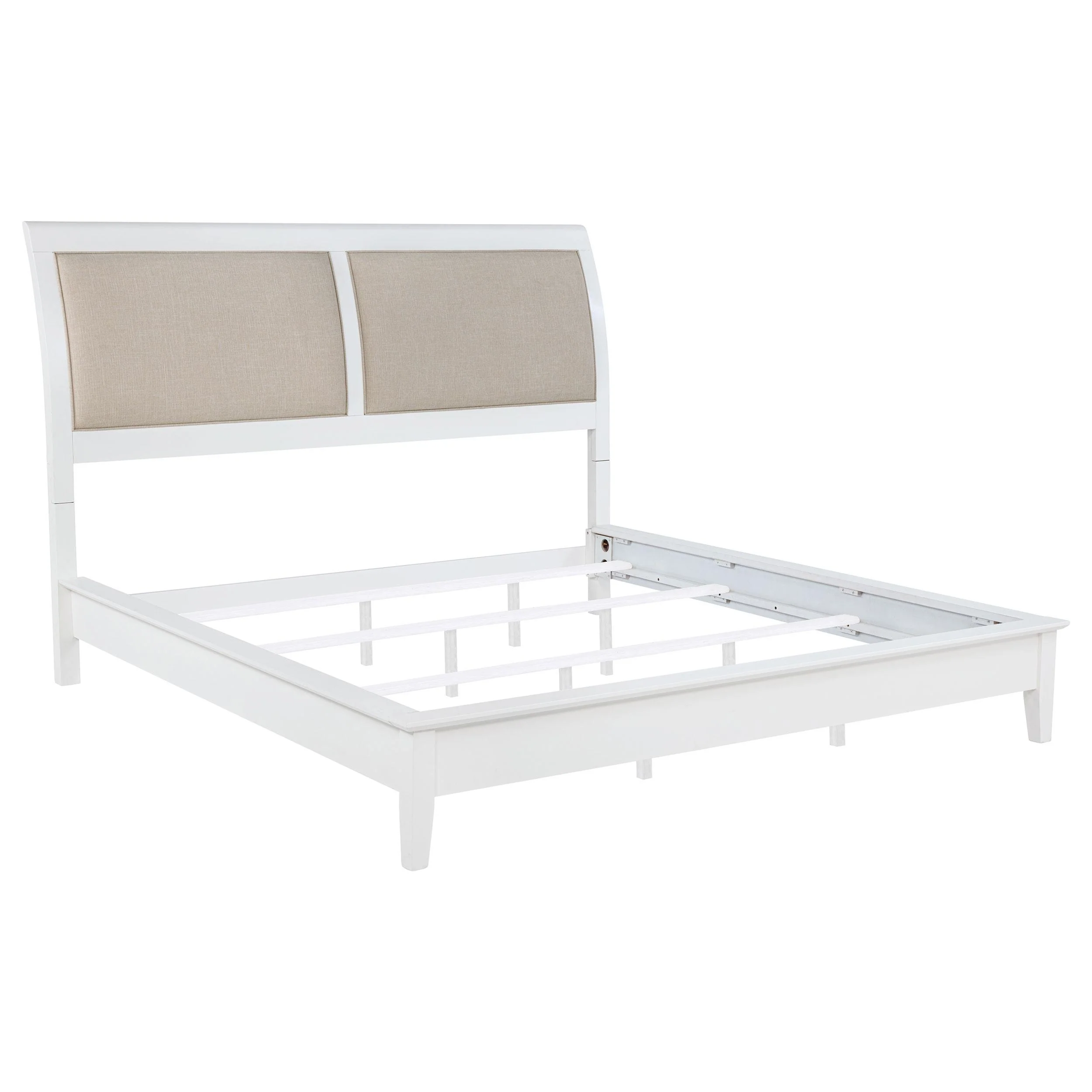 Coaster Furniture Bexhill 223471KE 56-inch Upholstered Eastern King Panel Bed - White - Image 1