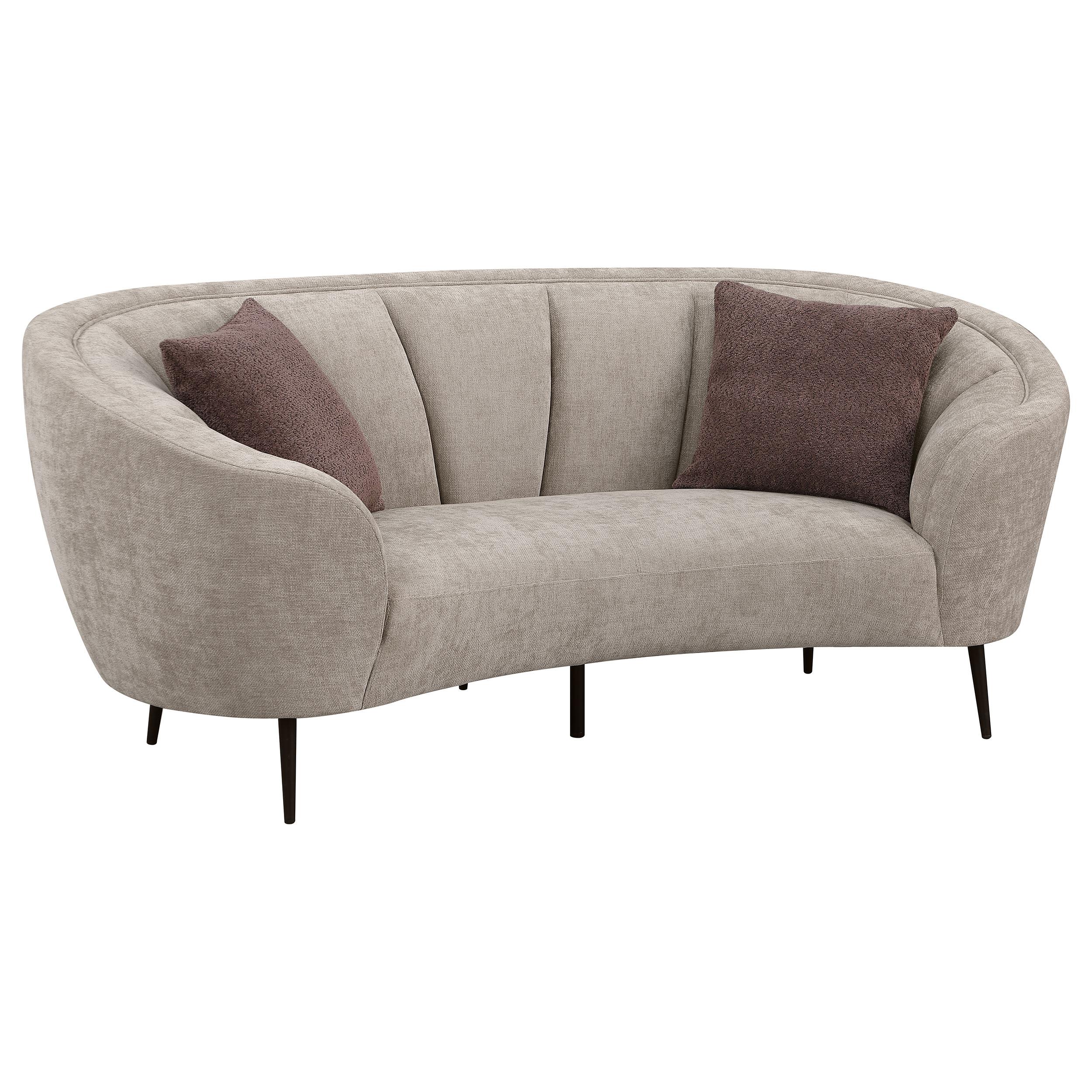 Coaster Furniture Ellorie 504838 Upholstered Channel Back Curved Loveseat - Beige - Image 1