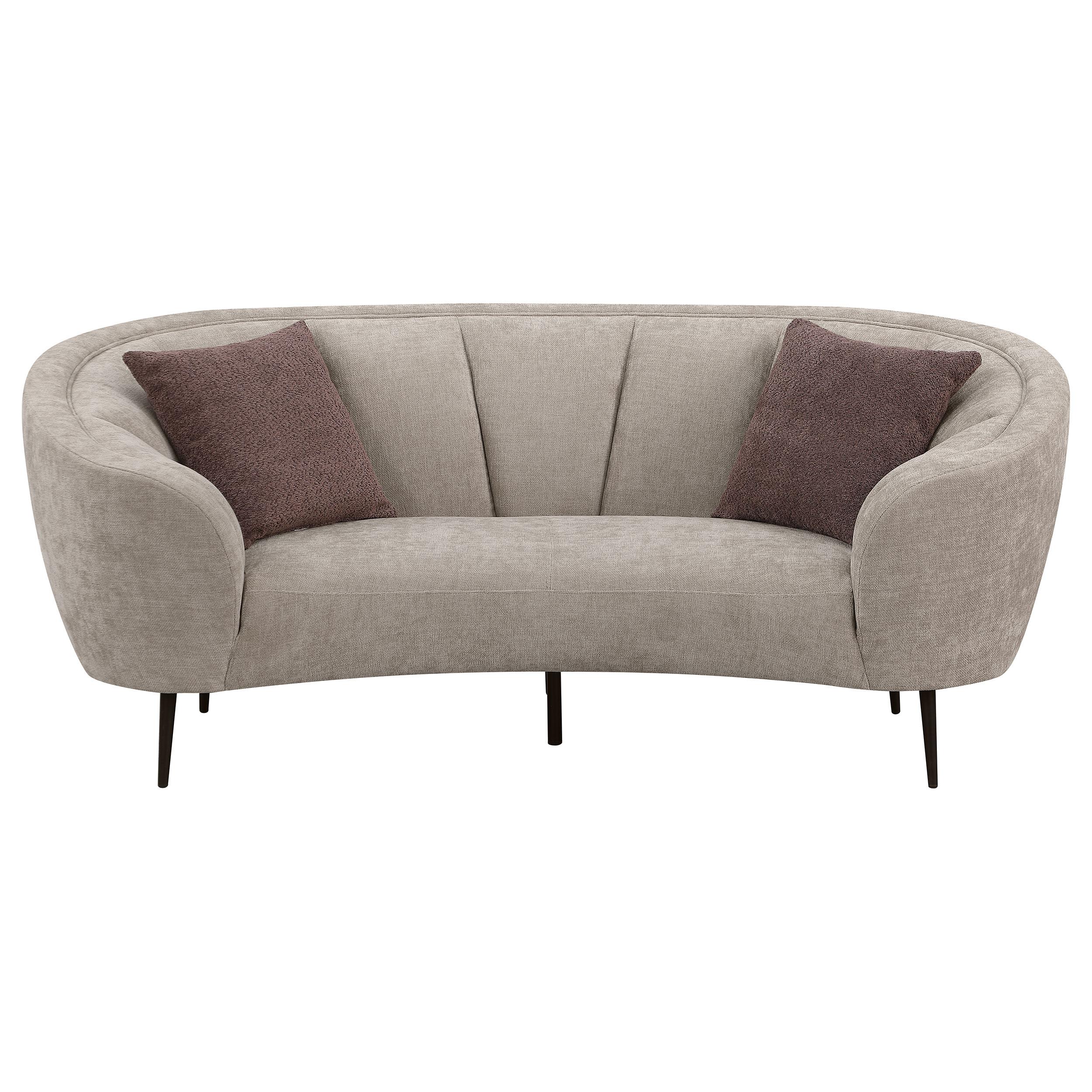 Coaster Furniture Ellorie 504838 Upholstered Channel Back Curved Loveseat - Beige - Image 2