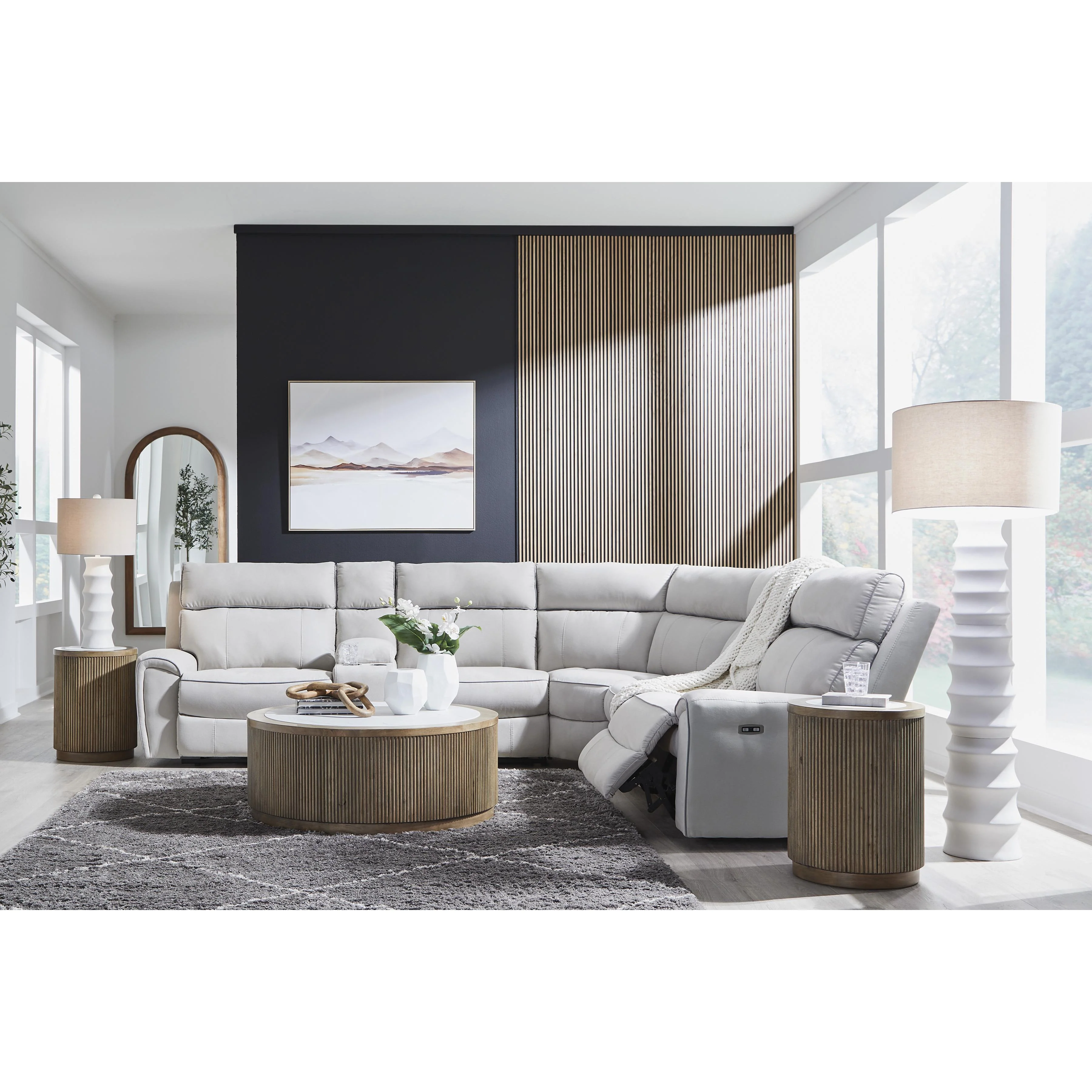 Signature Design by Ashley Social Pointe PC98802S36 6 pc Reclining Sectional with Storage Console - Image 3