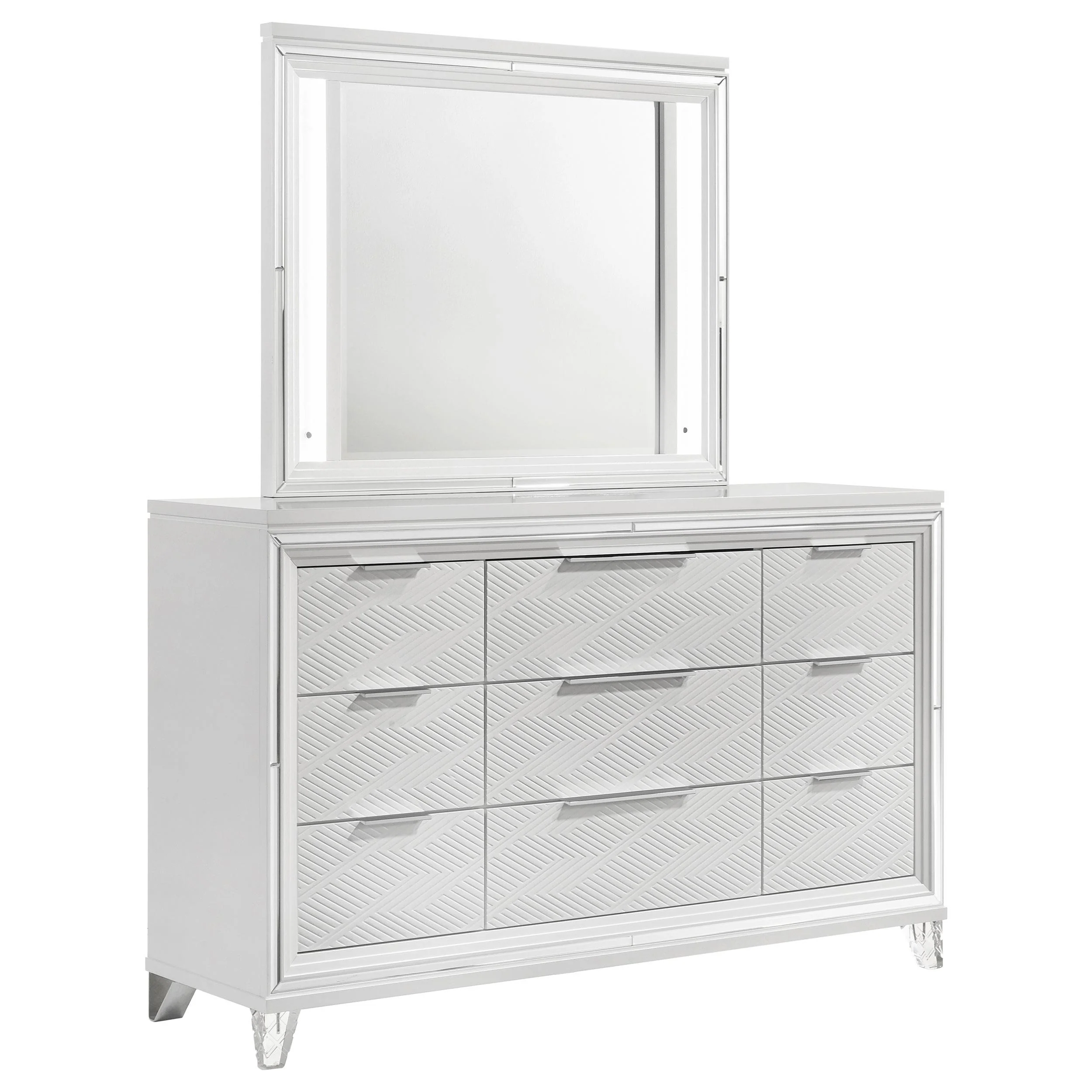 Coaster Furniture Marmore 224963M 9-Drawer Dresser and LED Mirror - White - Image 1
