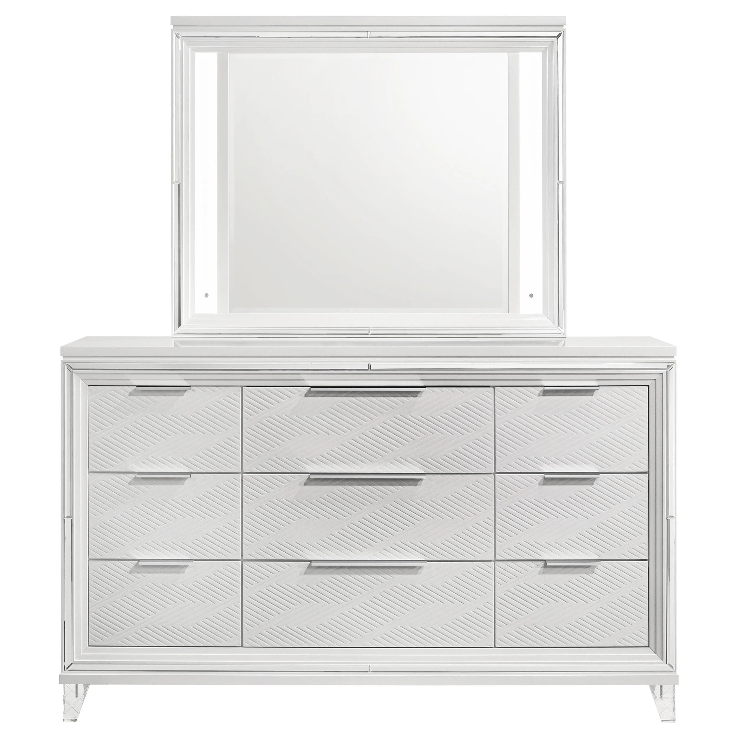Coaster Furniture Marmore 224963M 9-Drawer Dresser and LED Mirror - White - Image 2