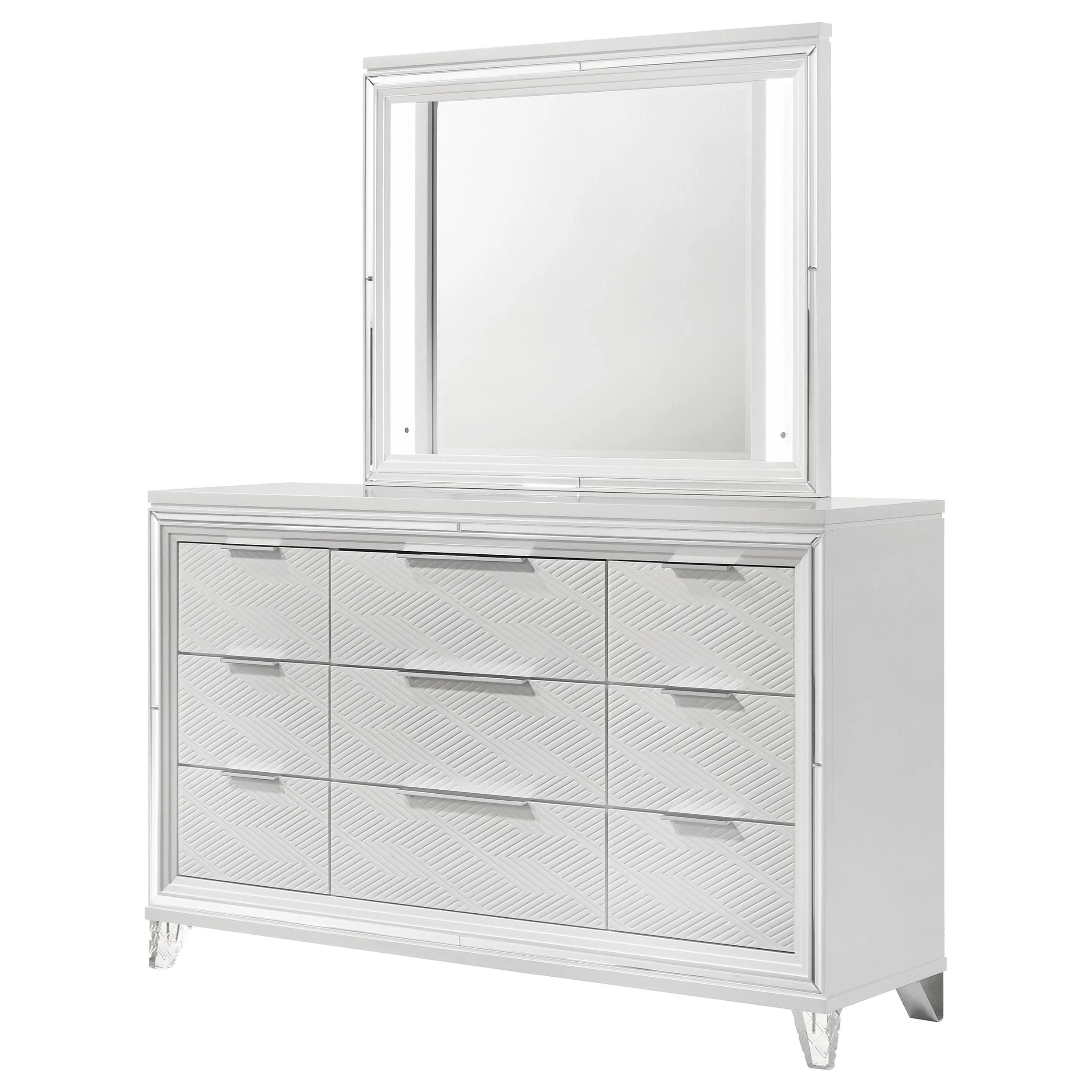 Coaster Furniture Marmore 224963M 9-Drawer Dresser and LED Mirror - White - Image 3