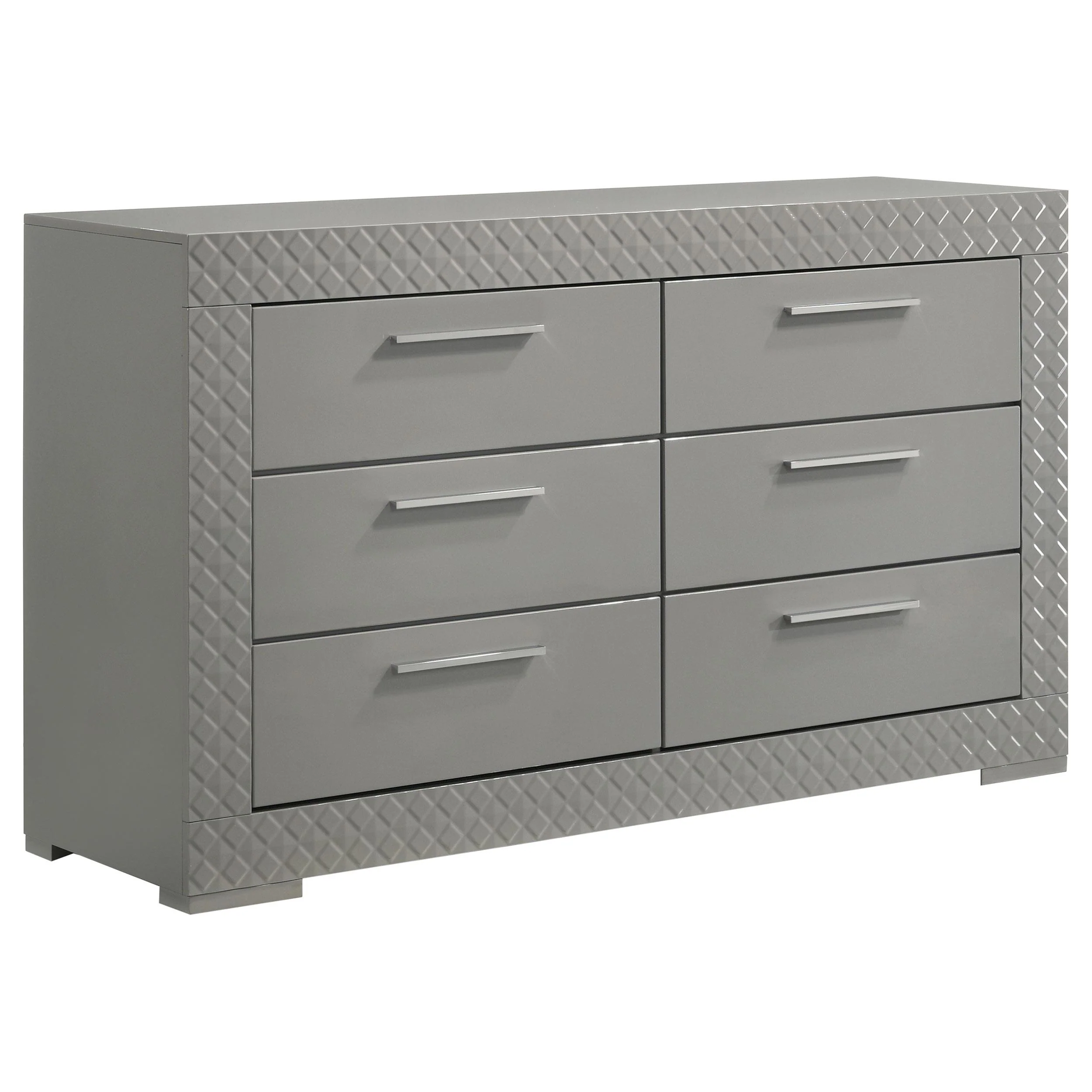 Coaster Furniture Ives 224973 6-Drawer Dresser Cabinet – Grey High Gloss