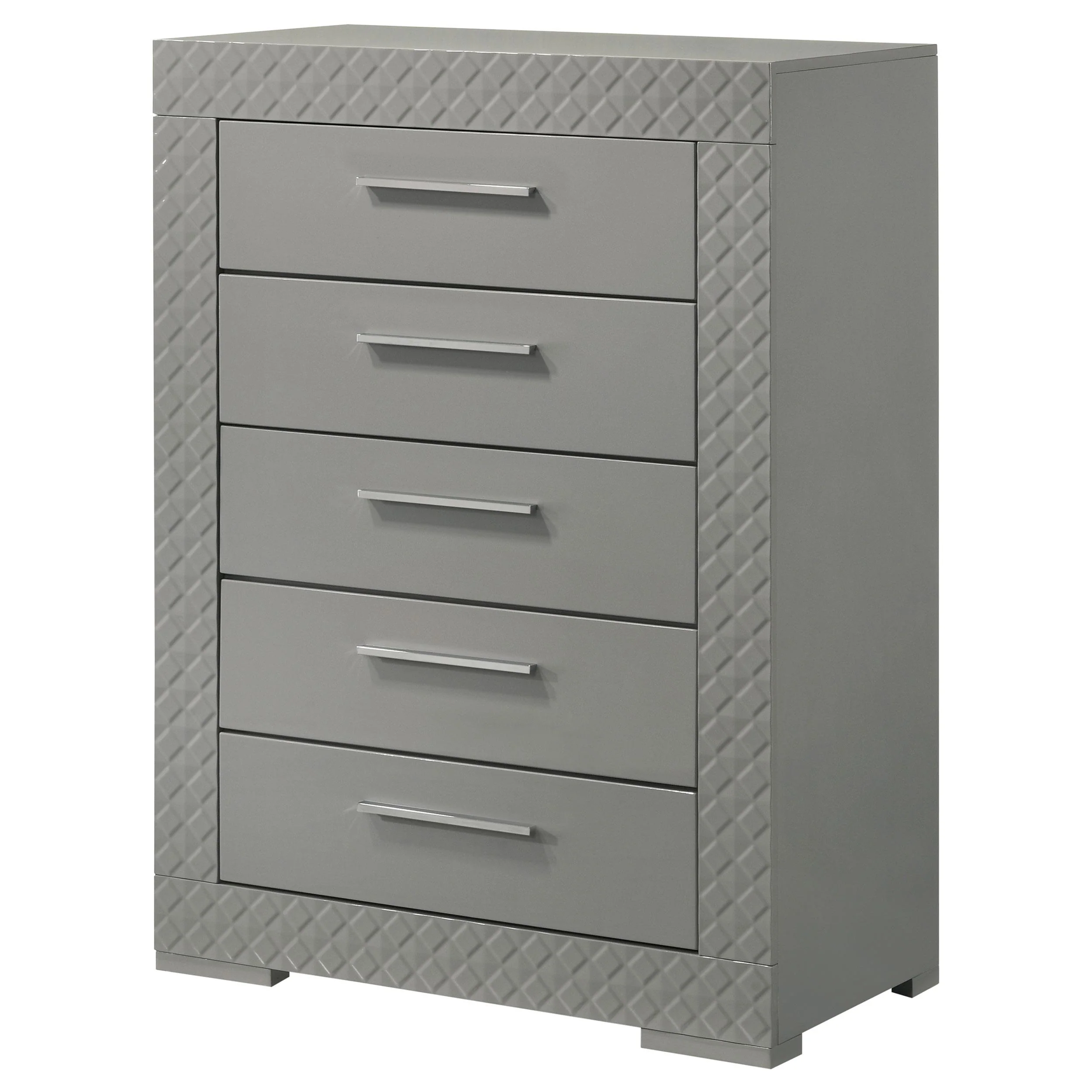 Coaster Furniture Ives 224975 5-Drawer Bedroom Chest of Drawers - Grey High Gloss - Image 3