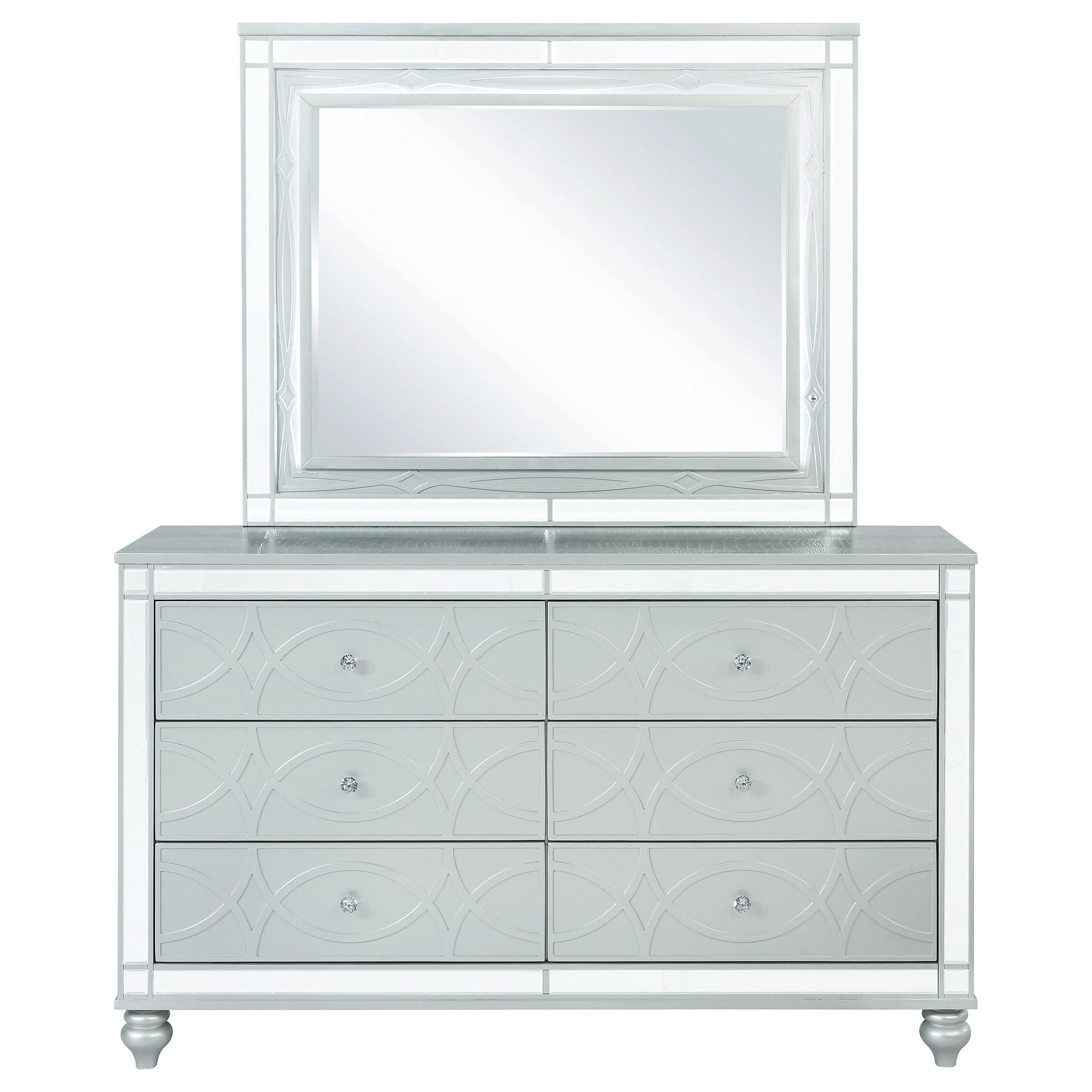 Coaster Furniture Gunnison 223213M 6-Drawer Dresser with Mirror - Silver Metallic - Image 2