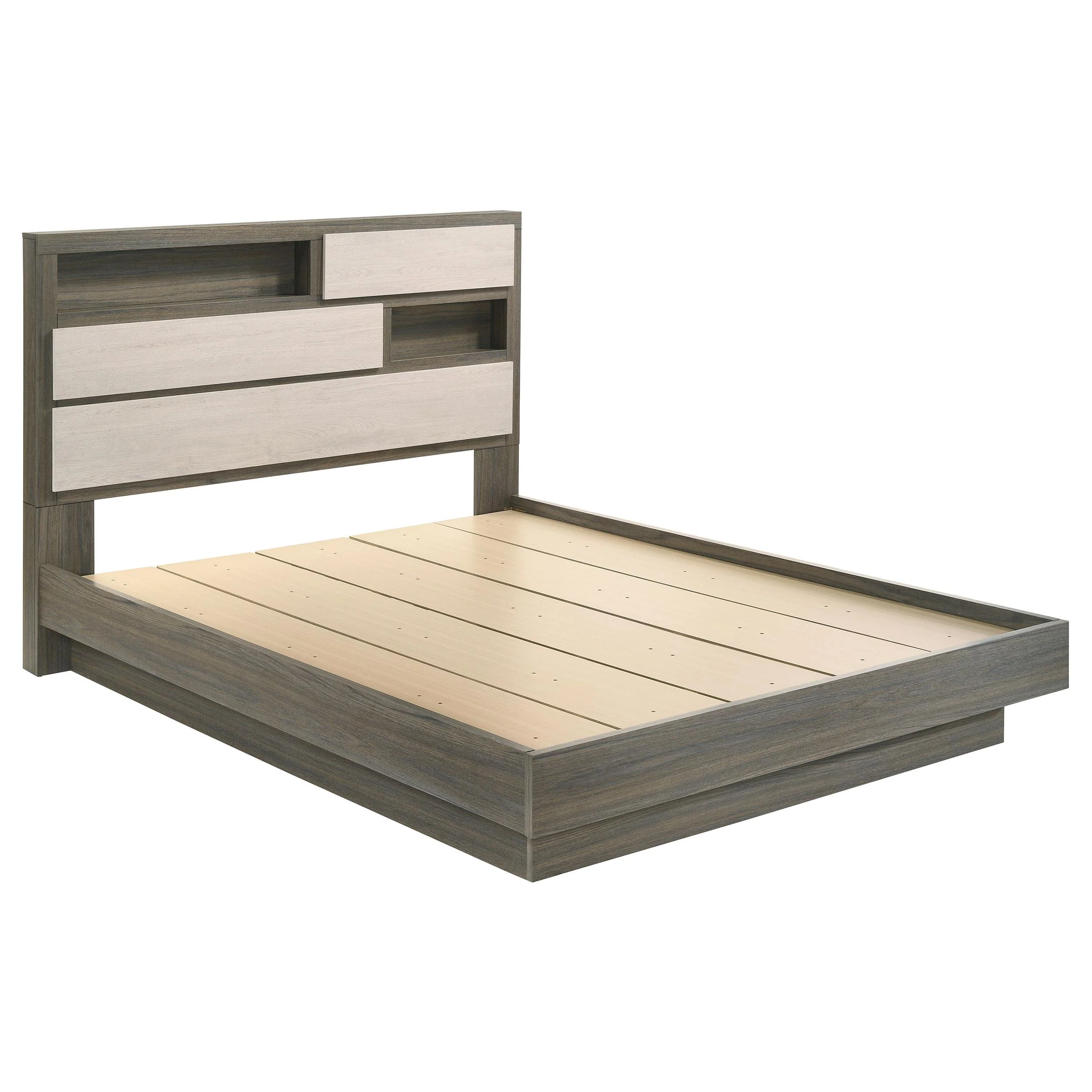 Coaster Furniture Fenwick 224981Q Queen Bed Bookcase Headboard - Grey Oak - Image 1