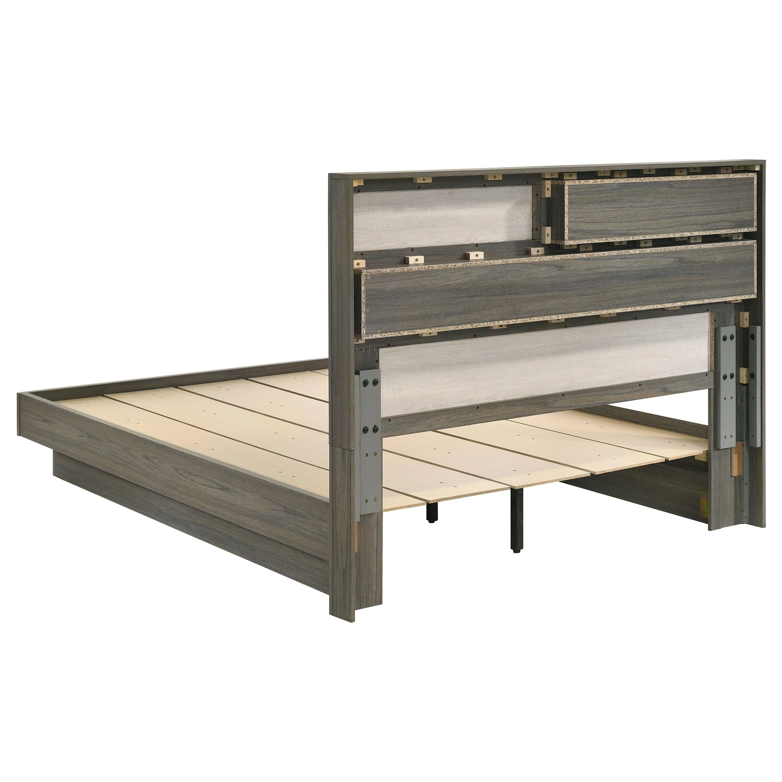 Coaster Furniture Fenwick 224981Q Queen Bed Bookcase Headboard - Grey Oak - Image 3
