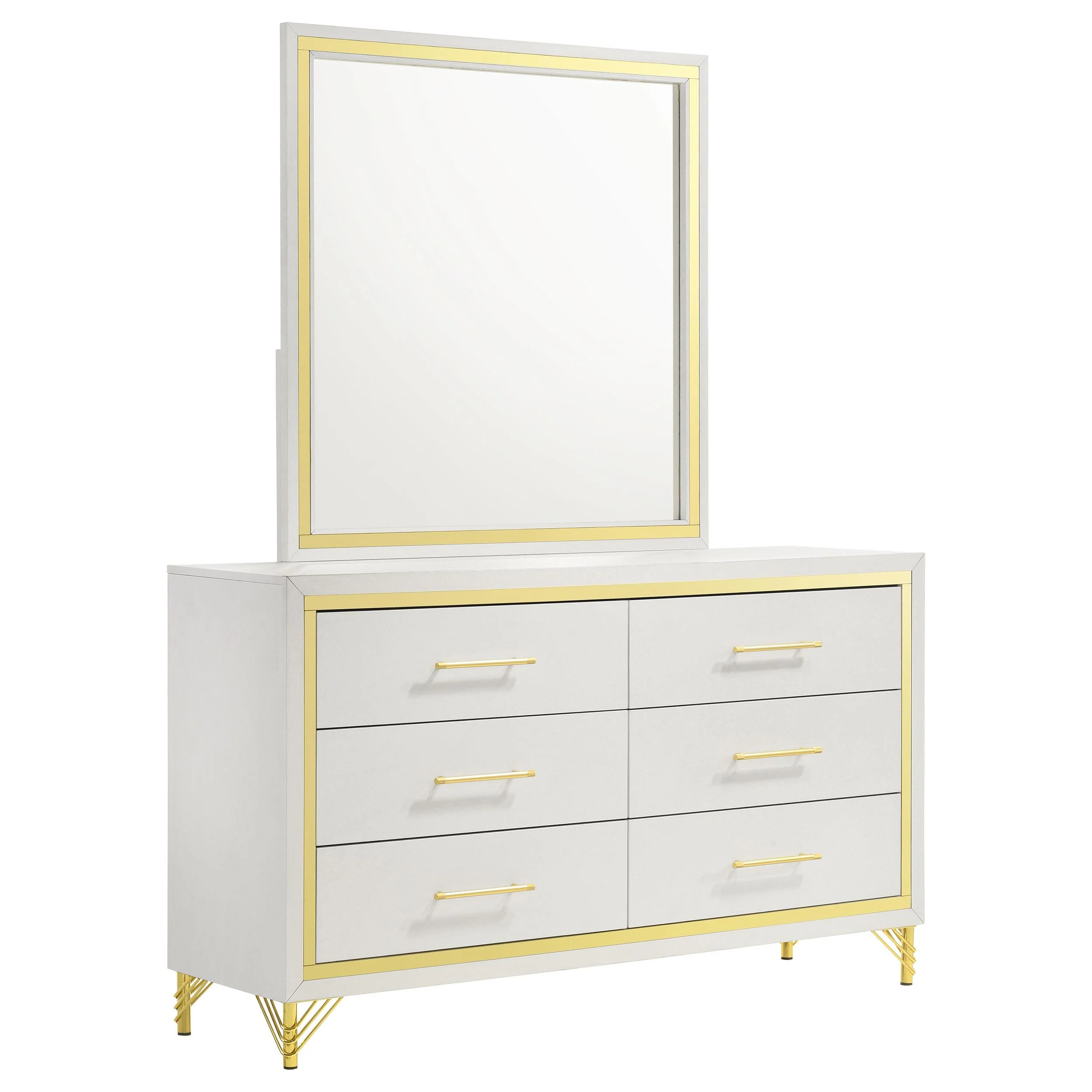 Coaster Furniture Lucia 224733M 6-Drawer Dresser with Mirror - White - Image 1