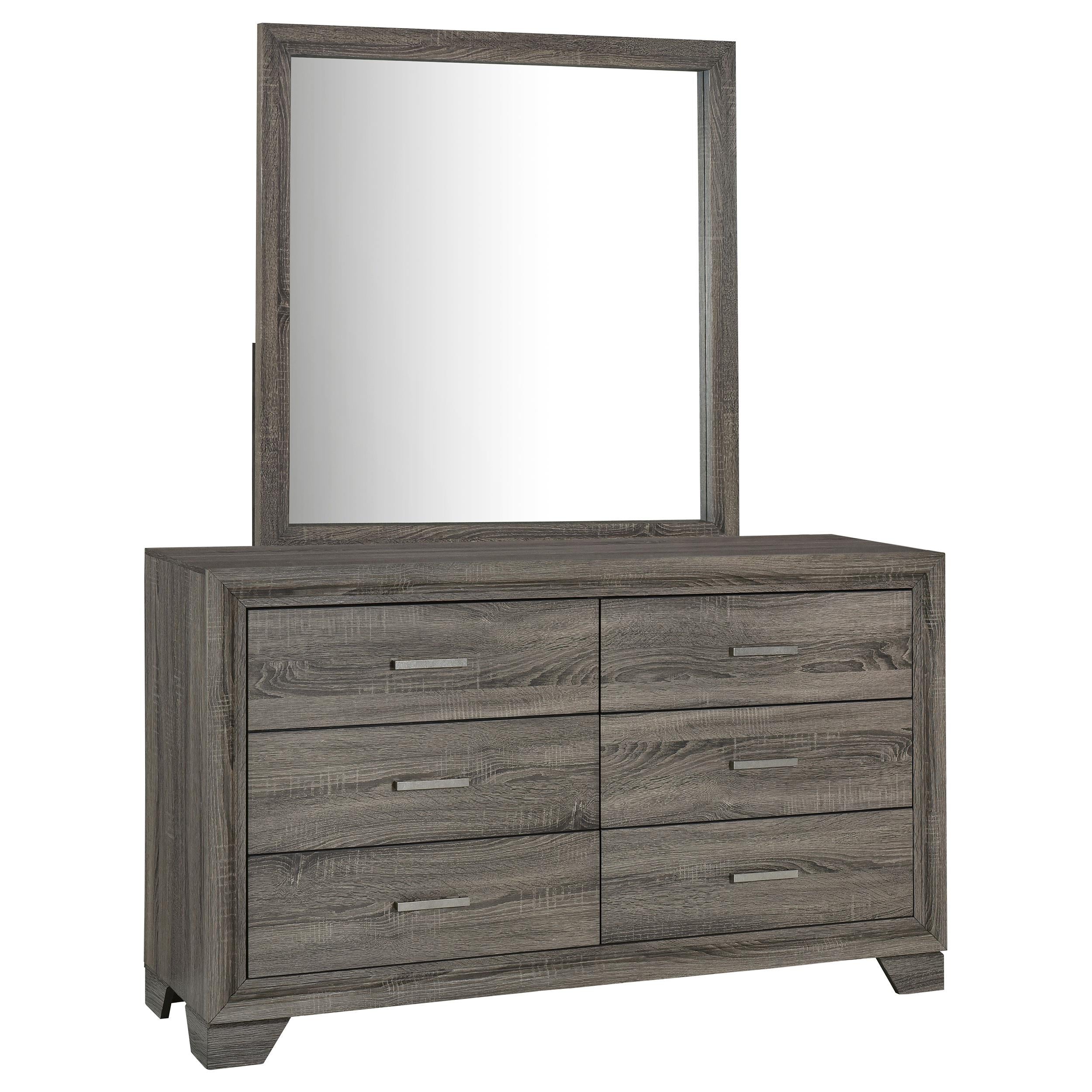 Coaster Furniture Wright 223343M 6-Drawer Dresser and Mirror – Brown Oak