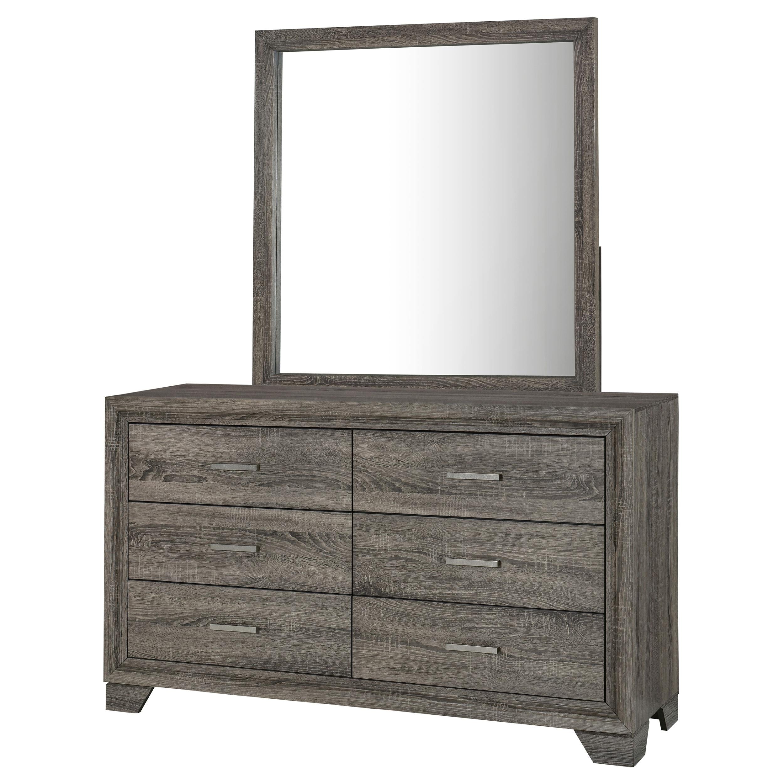 Coaster Furniture Wright 223343M 6-Drawer Dresser and Mirror - Brown Oak - Image 3