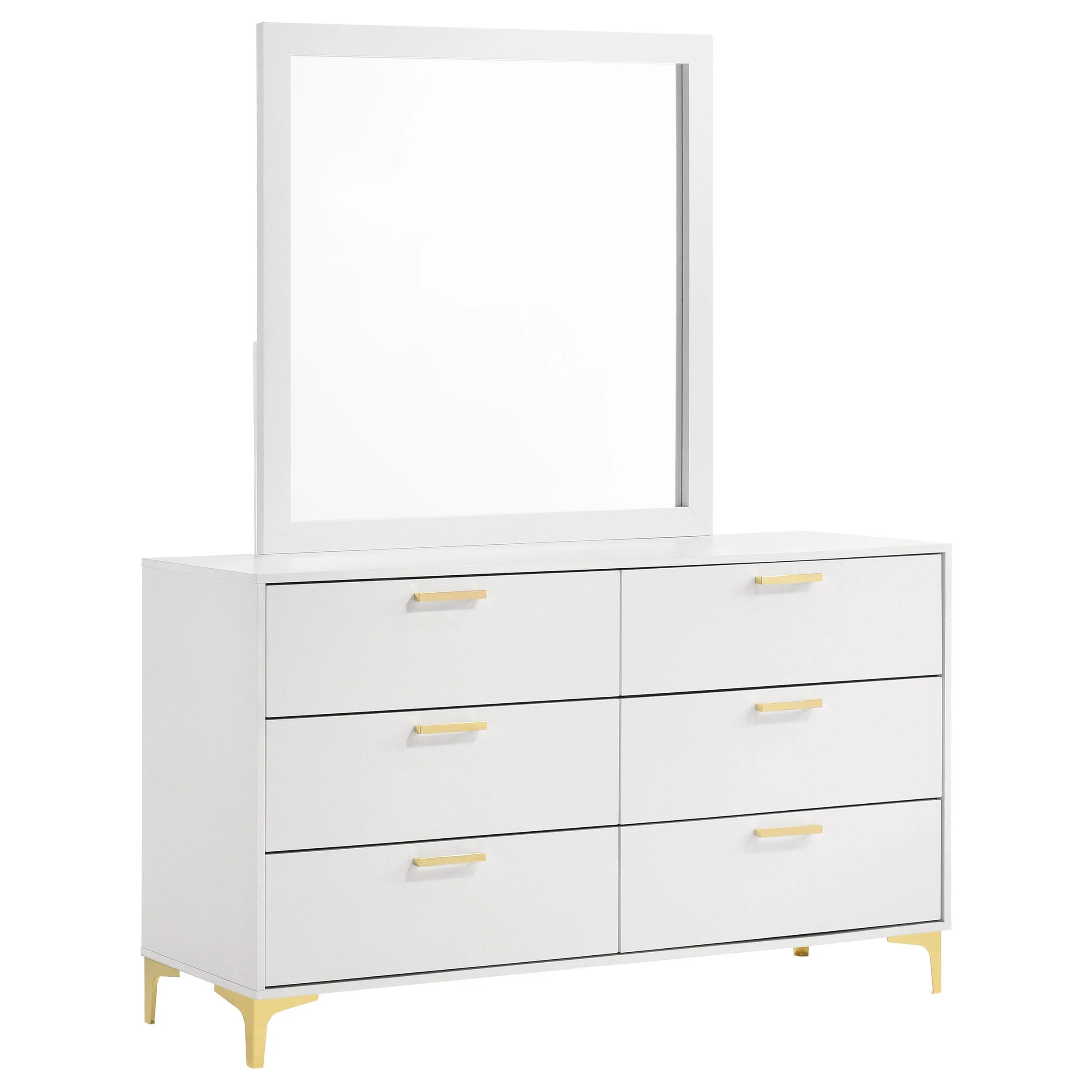 Coaster Furniture Kendall 224403M 6-Drawer Dresser with Mirror - White - Image 1