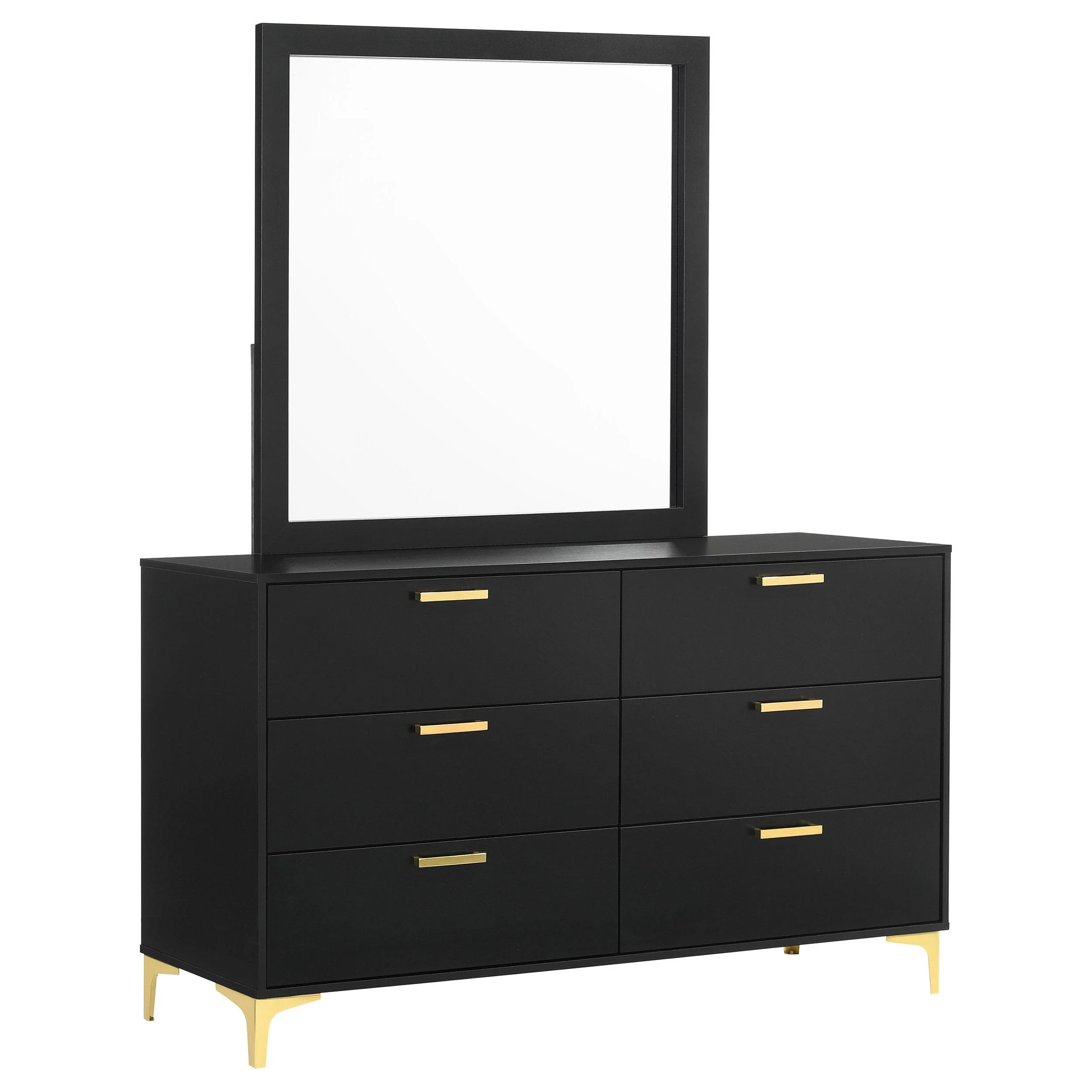 Coaster Furniture Kendall 224453M 6-Drawer Dresser with Mirror - Black - Image 1