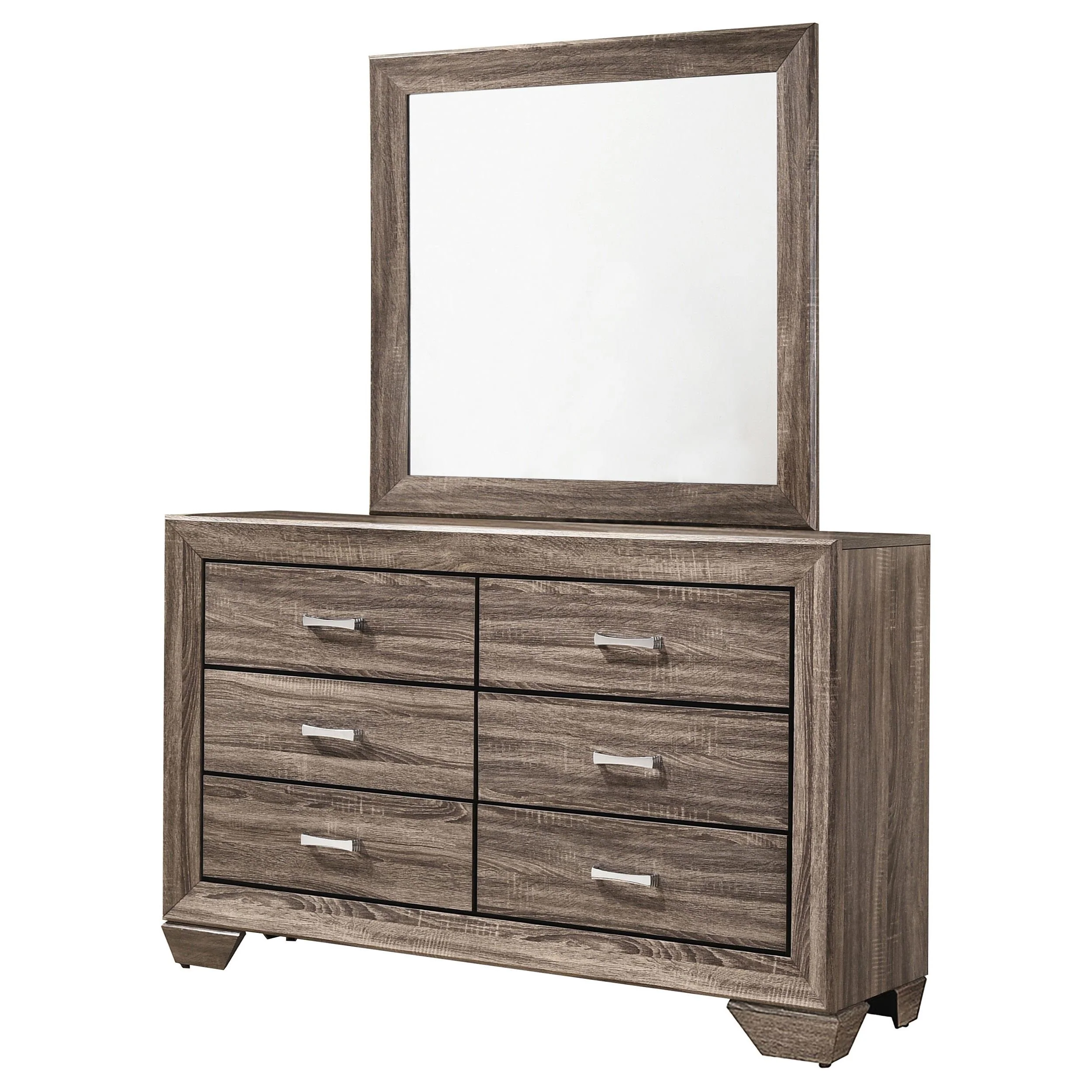 Coaster Furniture Kauffman 204193M 6-Drawer Dresser with Mirror - Washed Taupe - Image 3