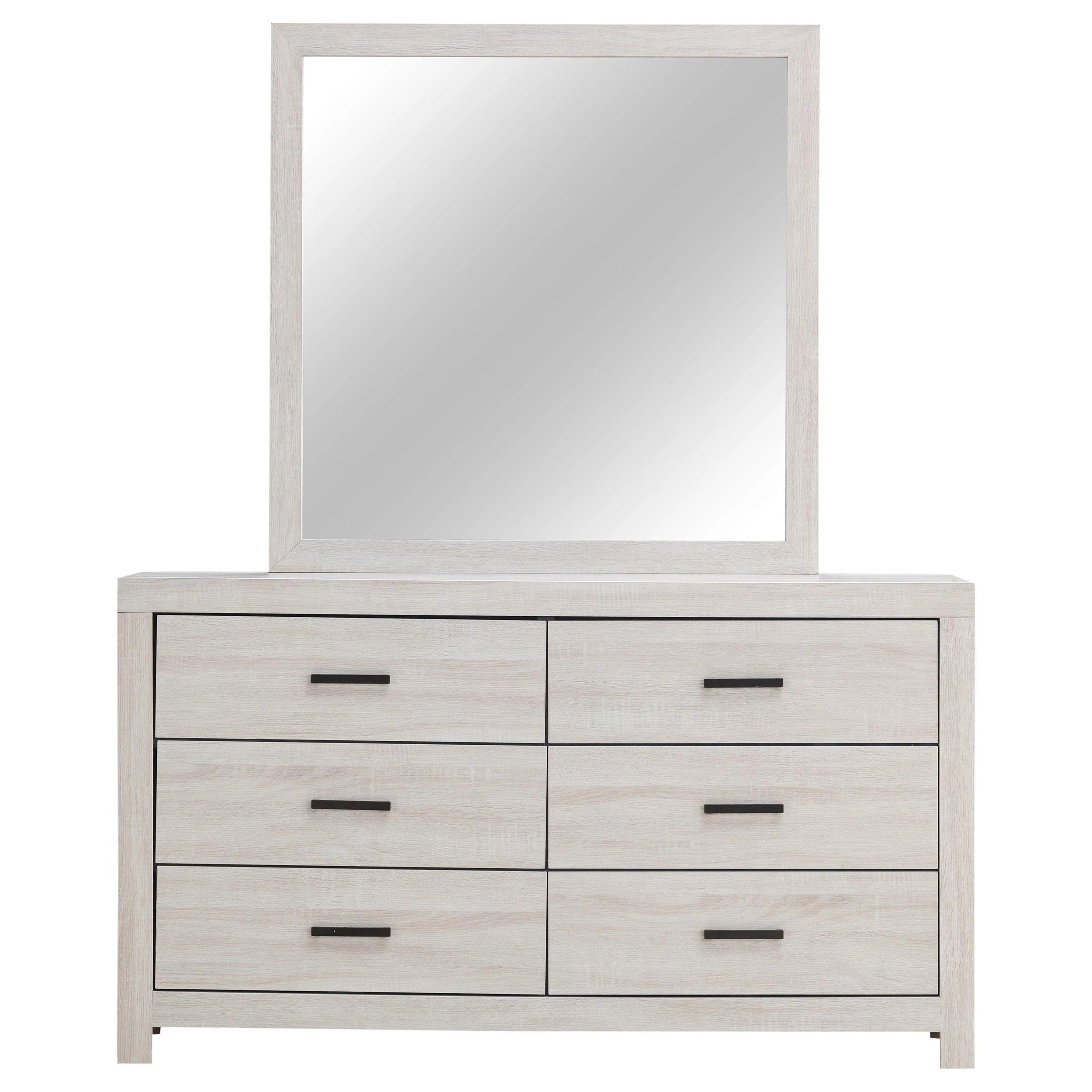 Coaster Furniture Brantford 207053M 6-Drawer Dresser with Mirror - Coastal White - Image 2