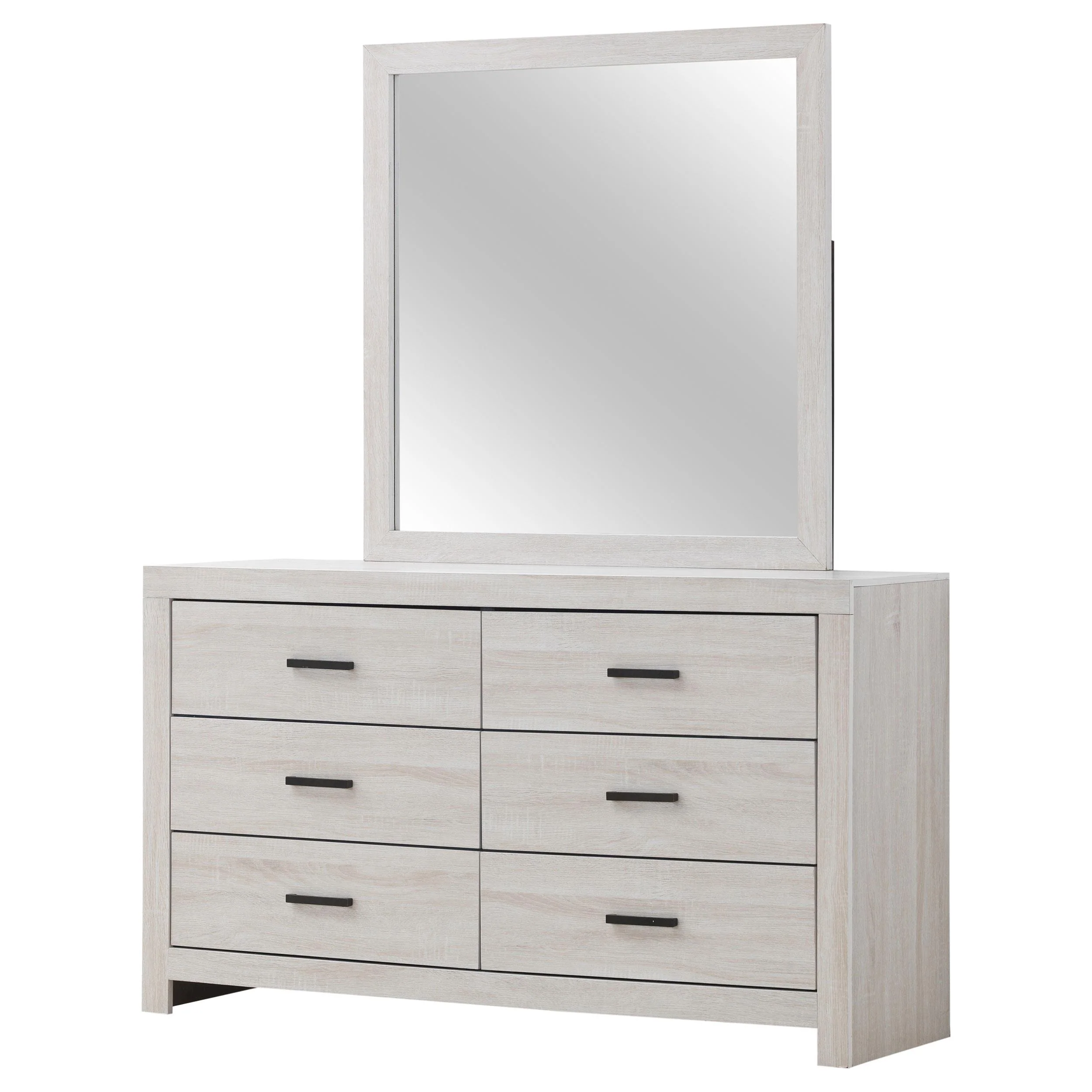 Coaster Furniture Brantford 207053M 6-Drawer Dresser with Mirror - Coastal White - Image 3