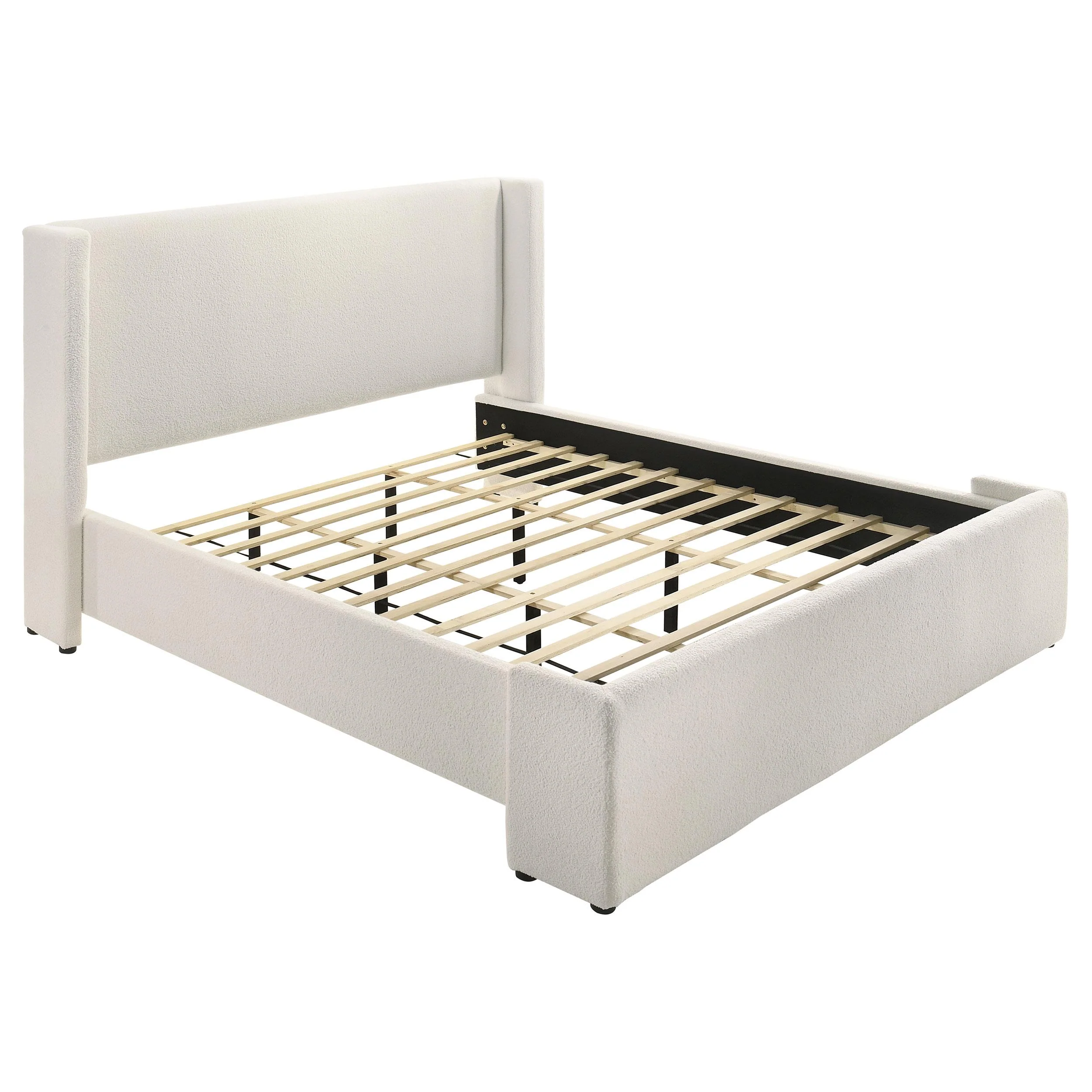 Coaster Furniture Alamosa 310078KE Boucle Upholstered Eastern King Platform Bed - White - Image 1