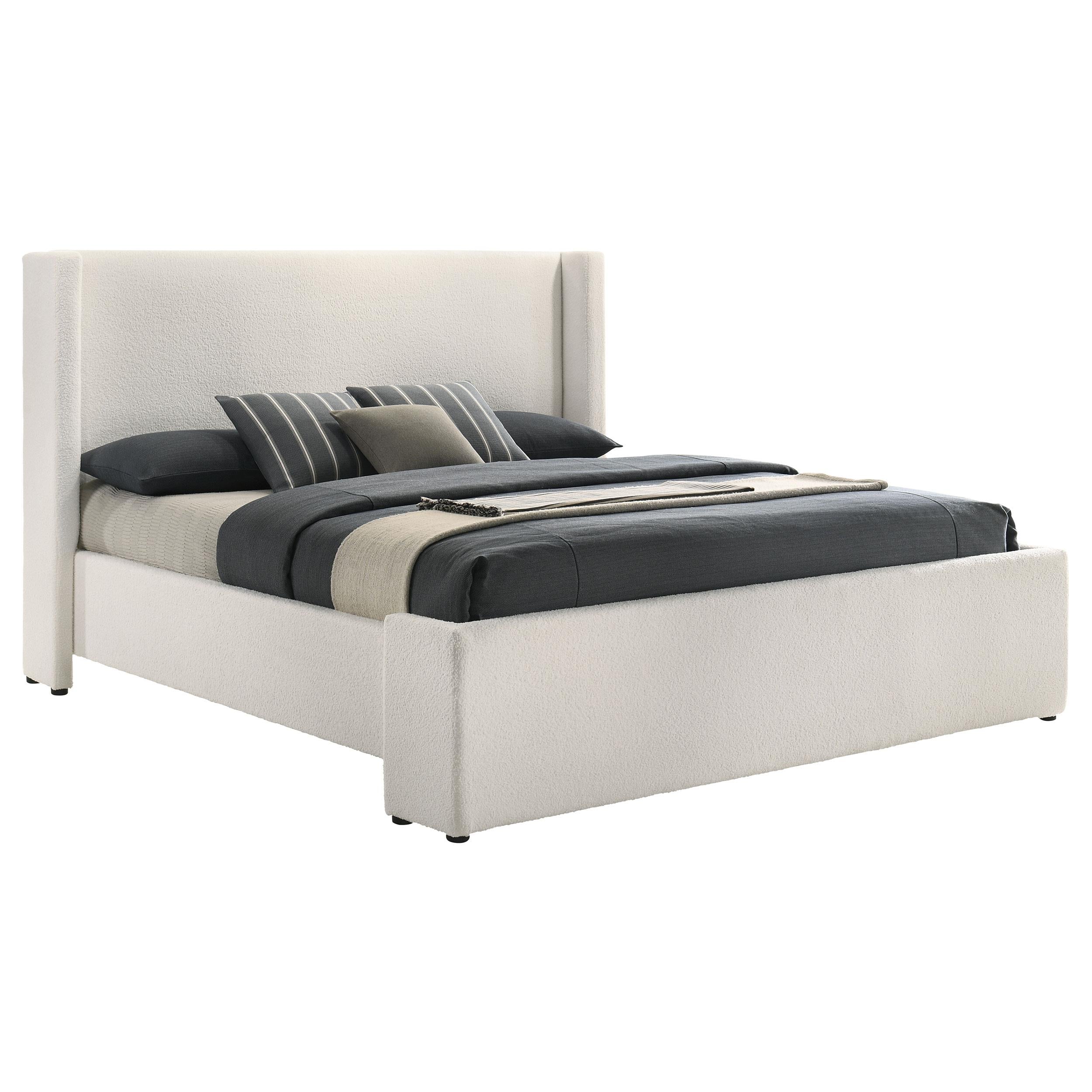 Coaster Furniture Alamosa 310078KE Boucle Upholstered Eastern King Platform Bed - White - Image 2
