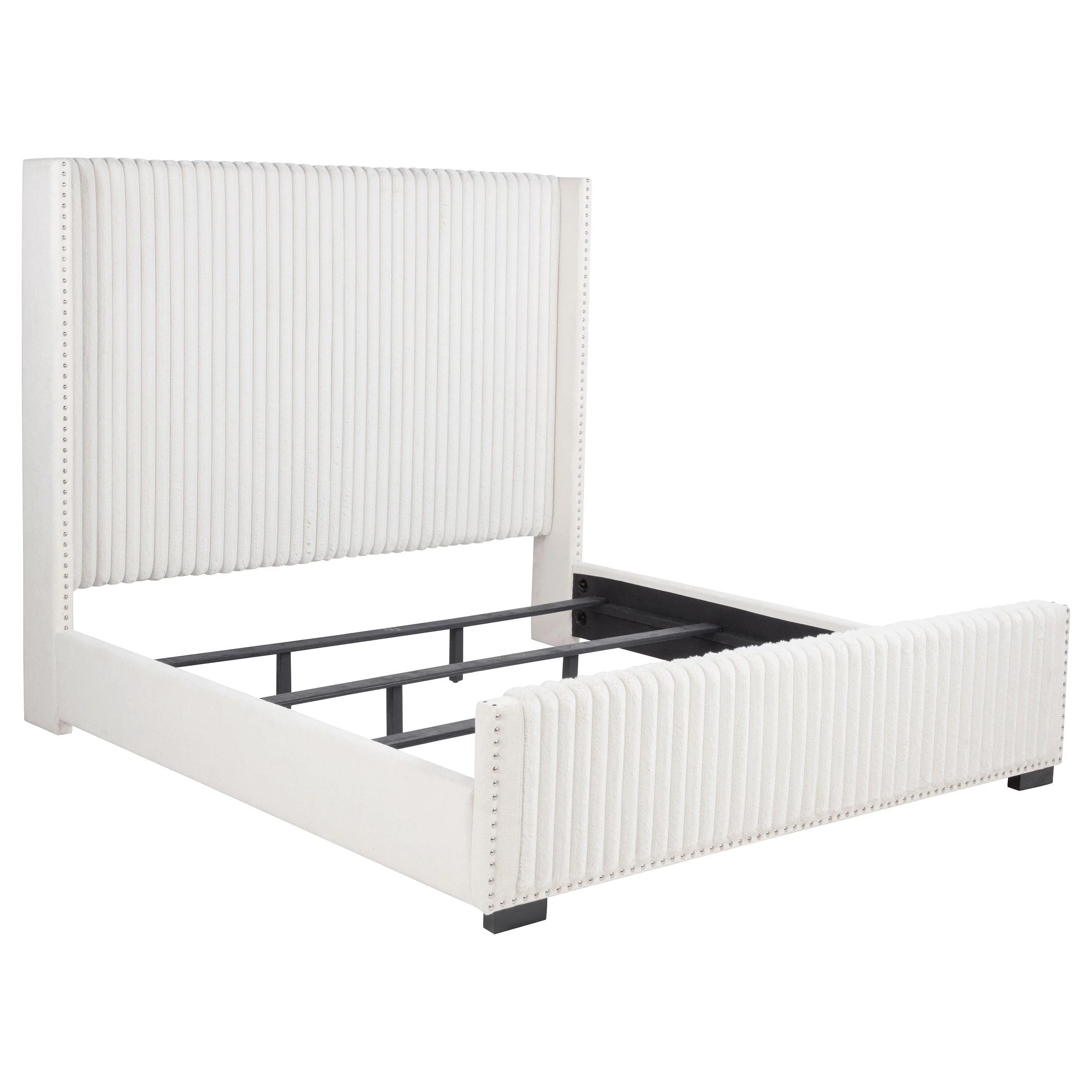 Coaster Furniture Natasha 306051KE 65-inch Upholstered Eastern King Wingback Bed - Cream - Image 1