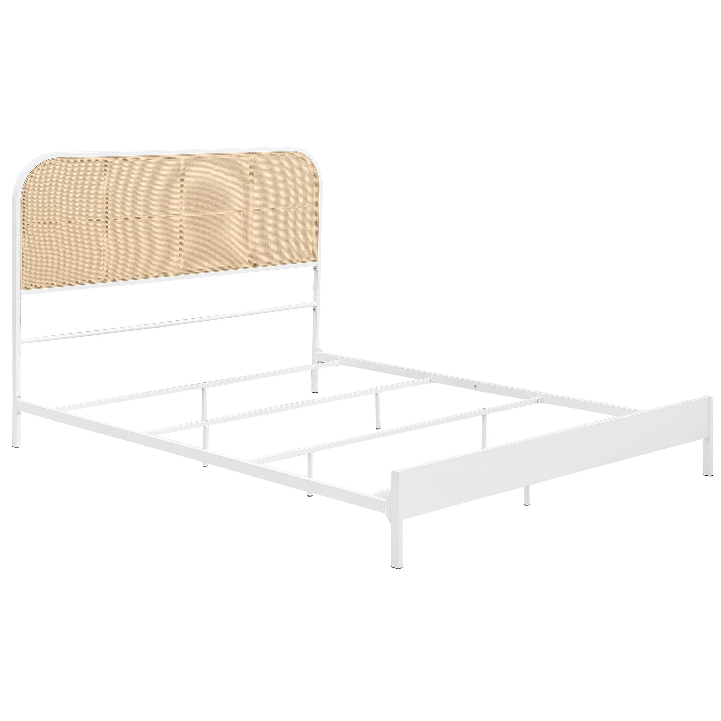 Coaster Furniture Amherst 360301Q Radio Weave Rattan Metal Queen Bed - White - Image 1