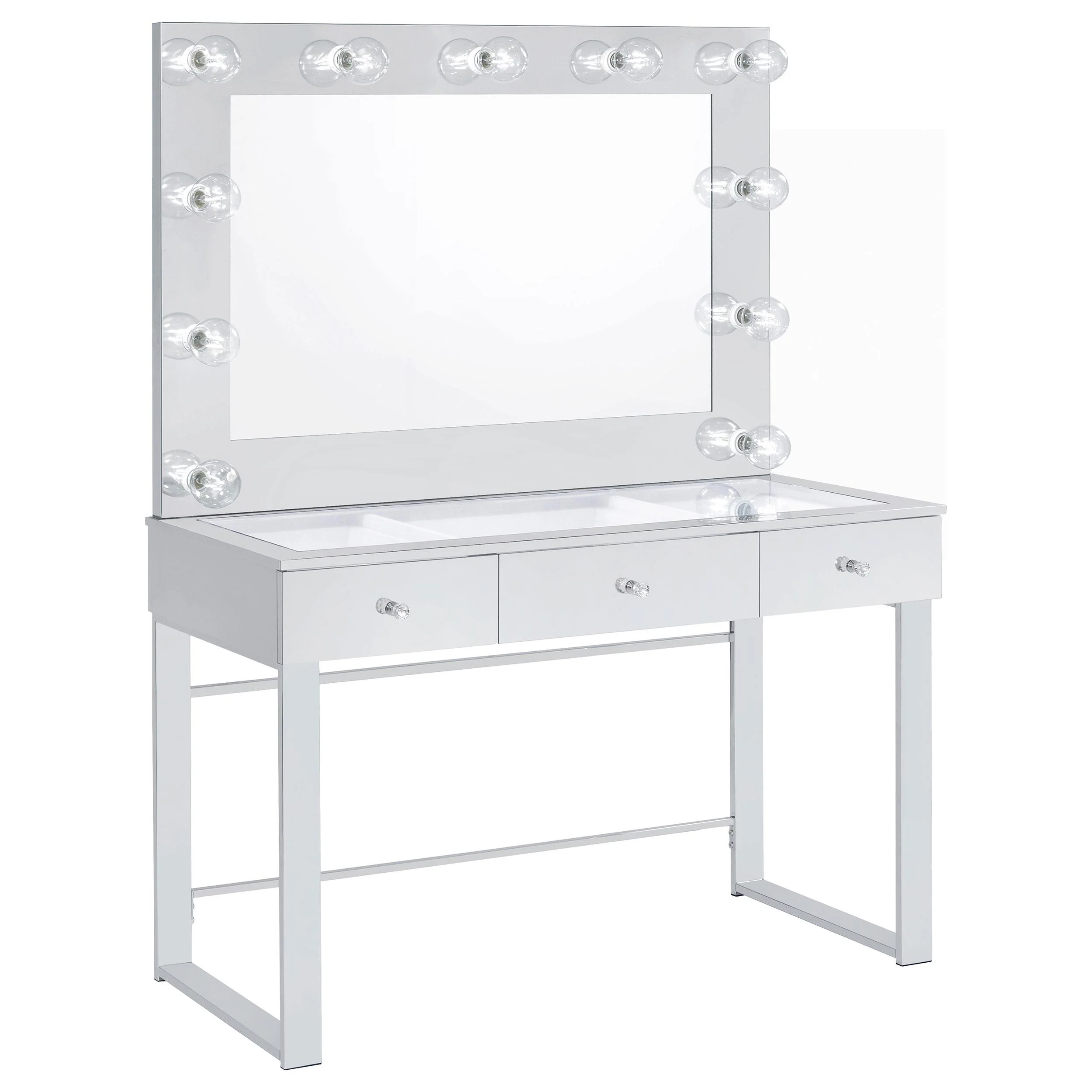 Coaster Furniture Umbridge 935934 3-Drawer Vanity Set with Lighting – Chrome and White
