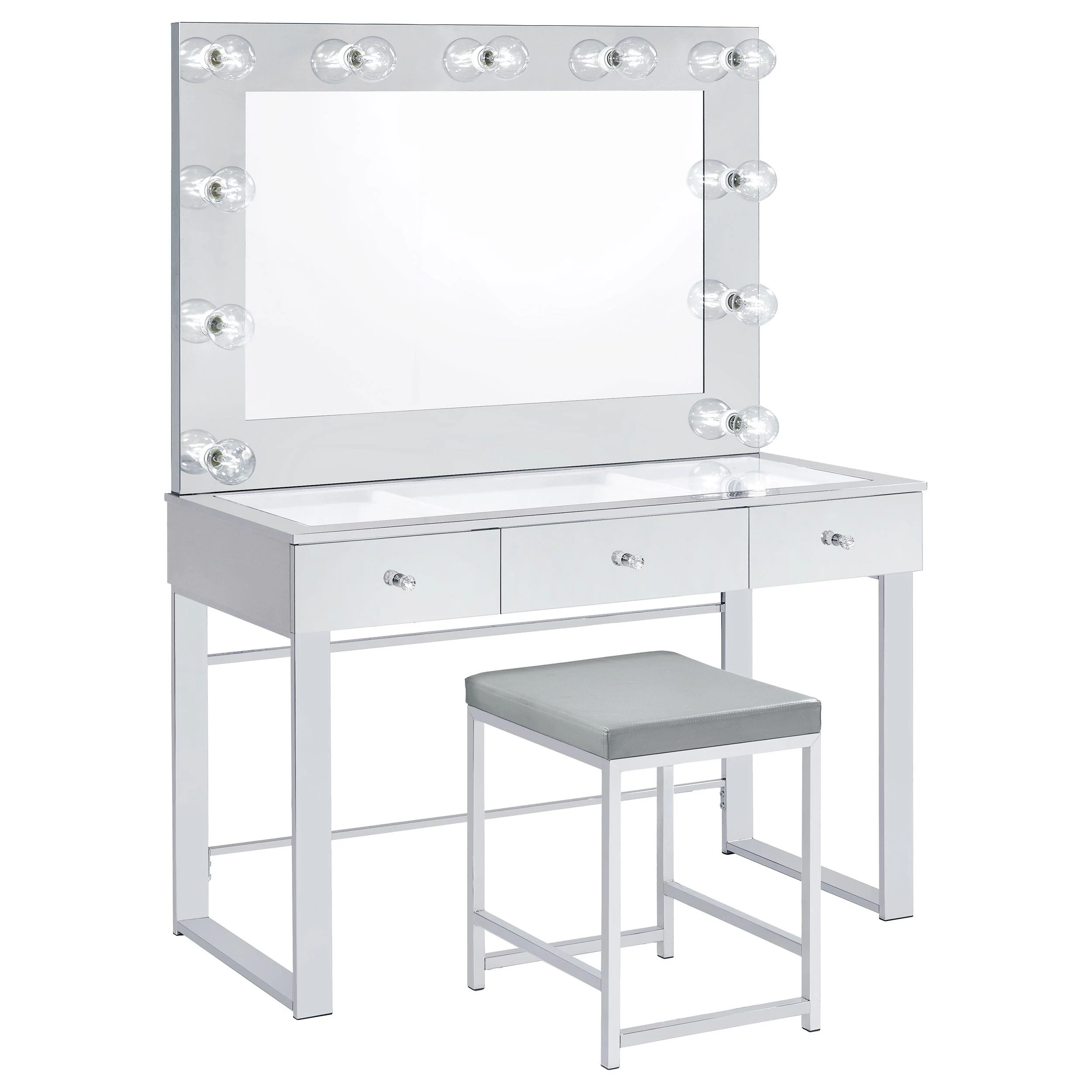 Coaster Furniture Umbridge 935933 Upholstered Square Padded Cushion Vanity Stool - Image 2