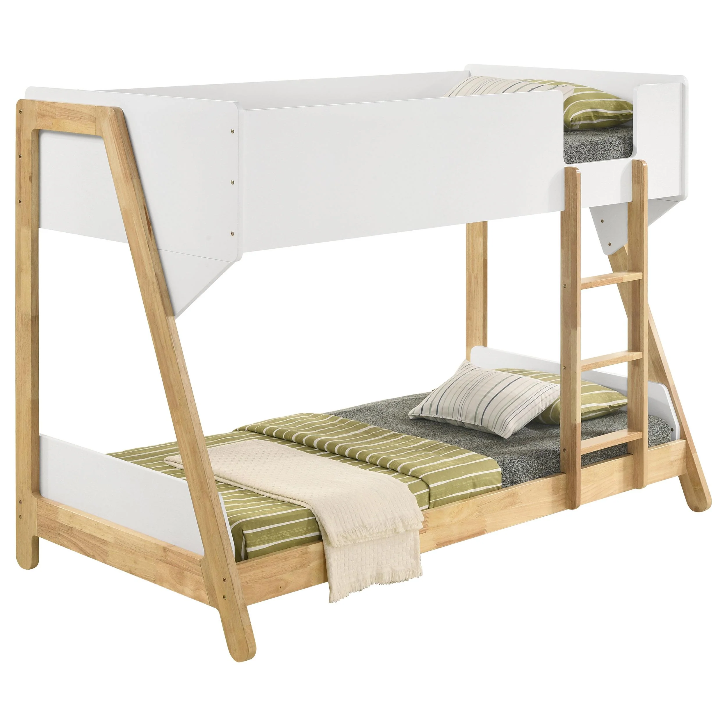 Coaster Furniture Wyatt 460510 Wood Twin Over Twin Bunk Bed - White and Natural - Image 2
