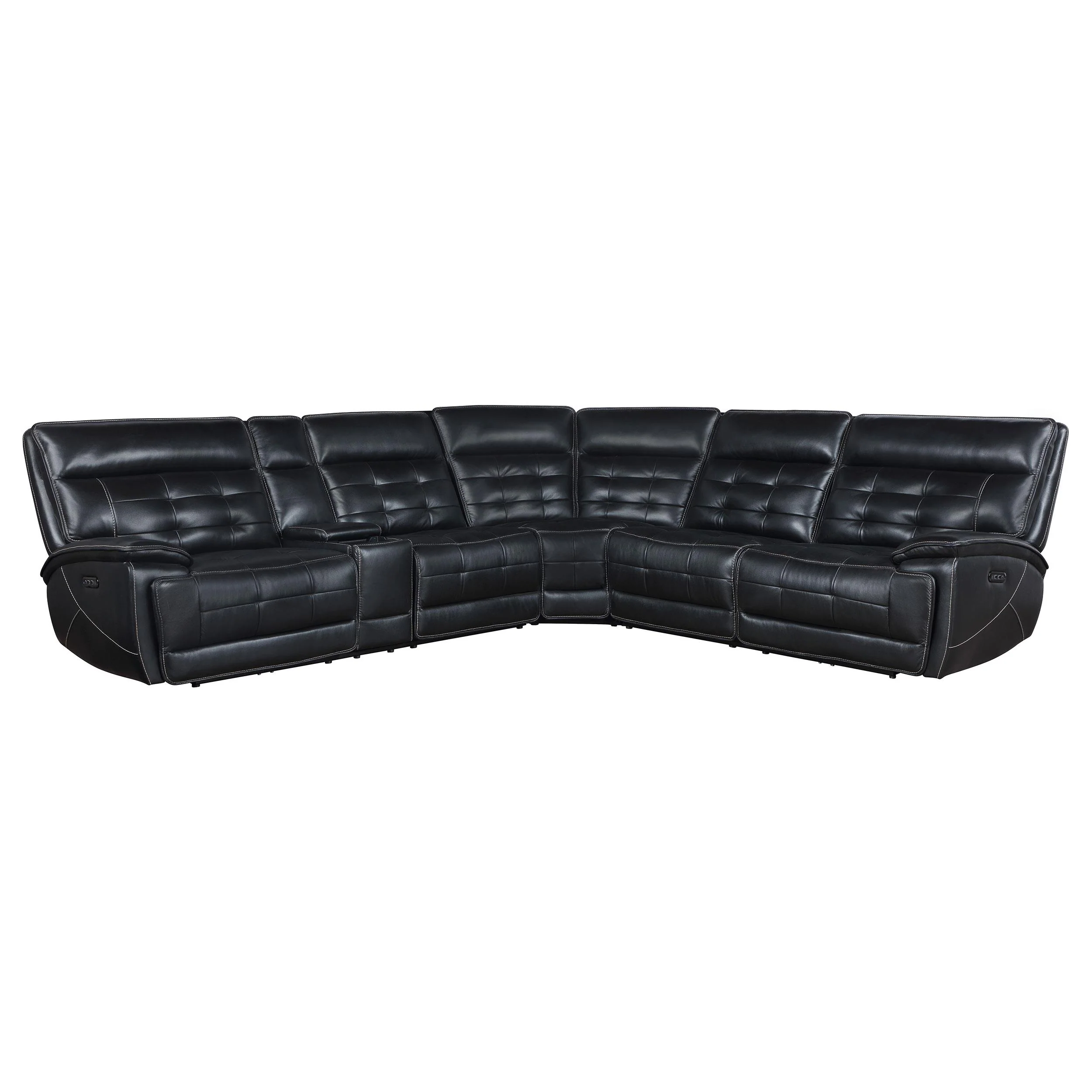 Coaster Furniture Hewitt 609610PP Leather Upholstered Power Reclining Sectional - Black - Image 1
