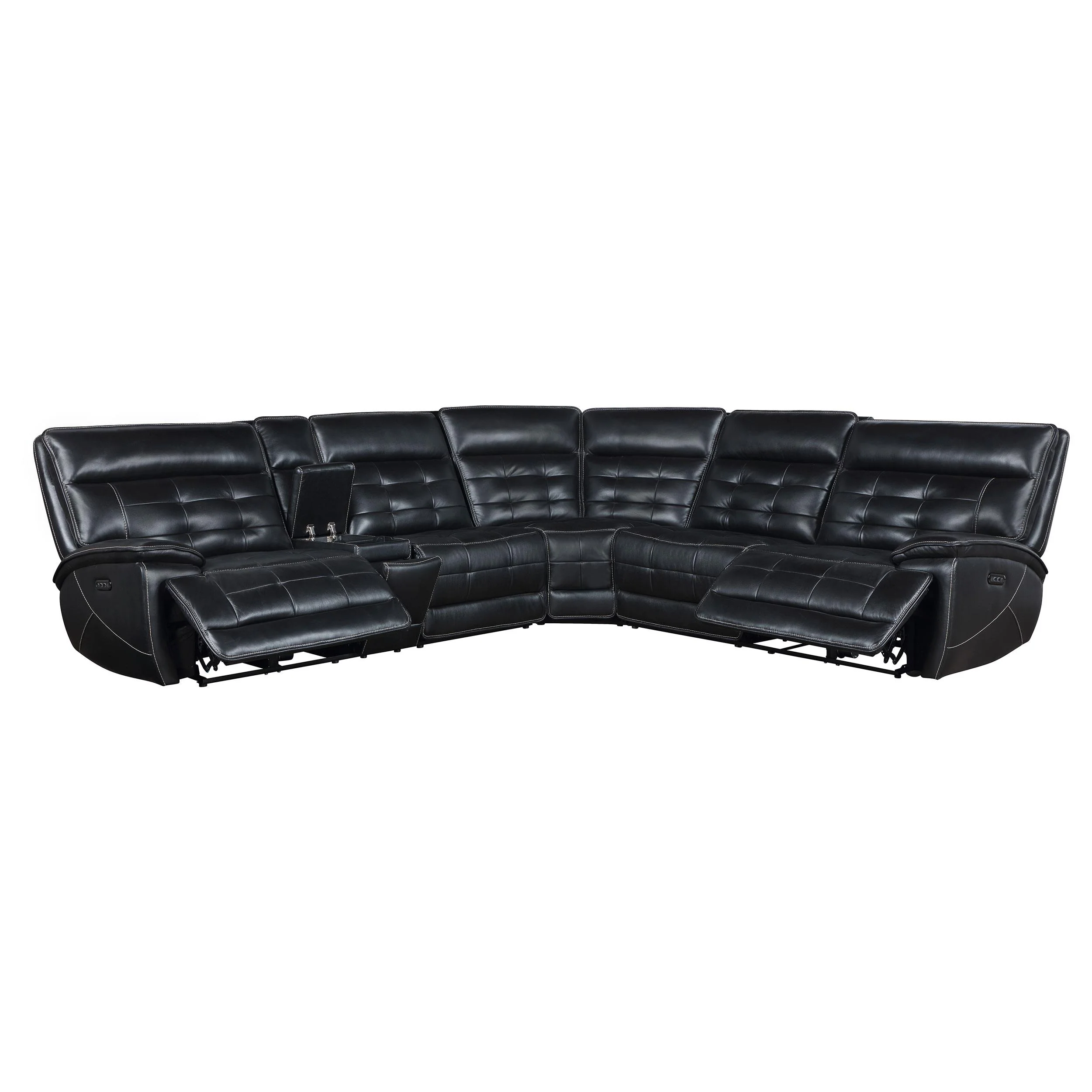 Coaster Furniture Hewitt 609610PP Leather Upholstered Power Reclining Sectional - Black - Image 2