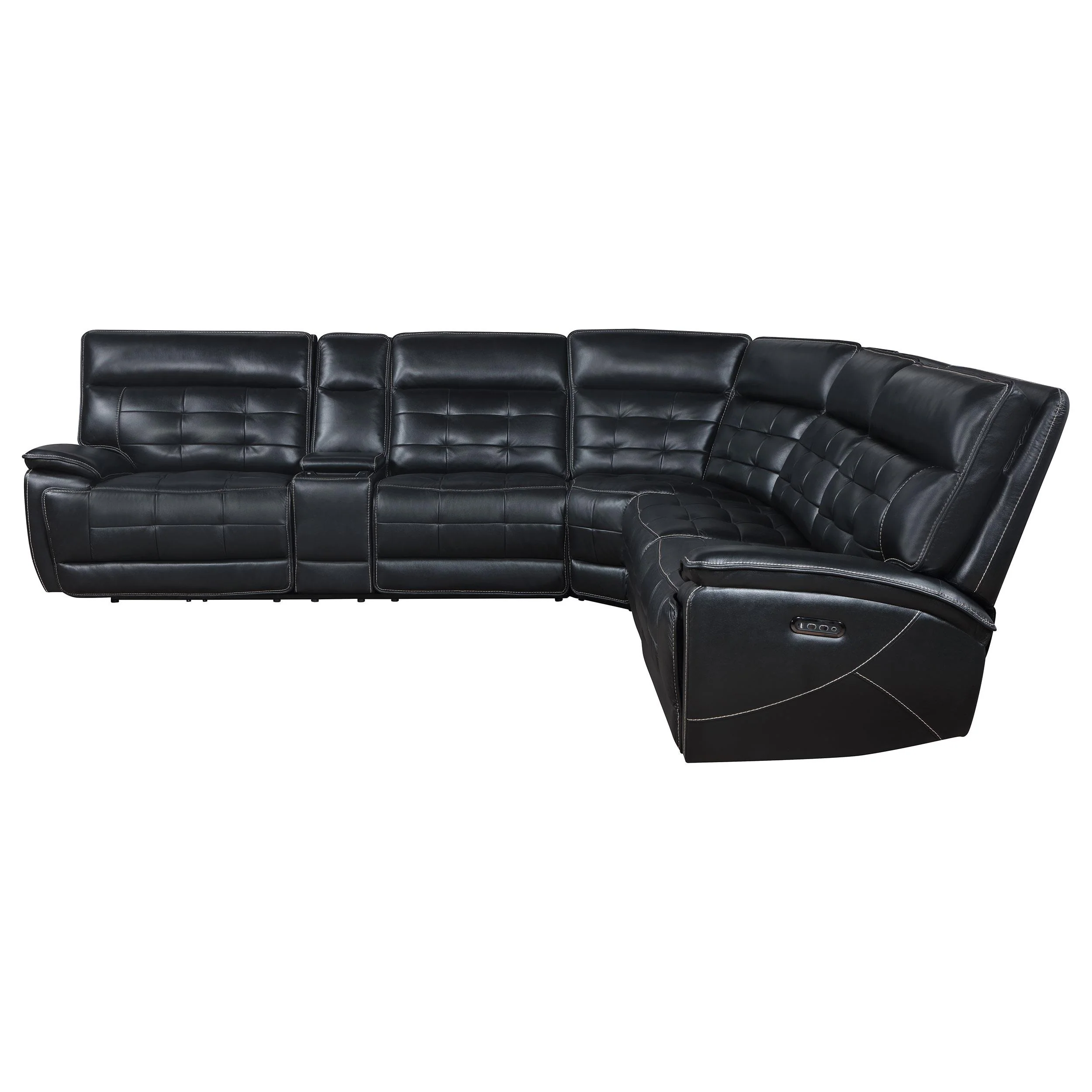Coaster Furniture Hewitt 609610PP Leather Upholstered Power Reclining Sectional - Black - Image 3