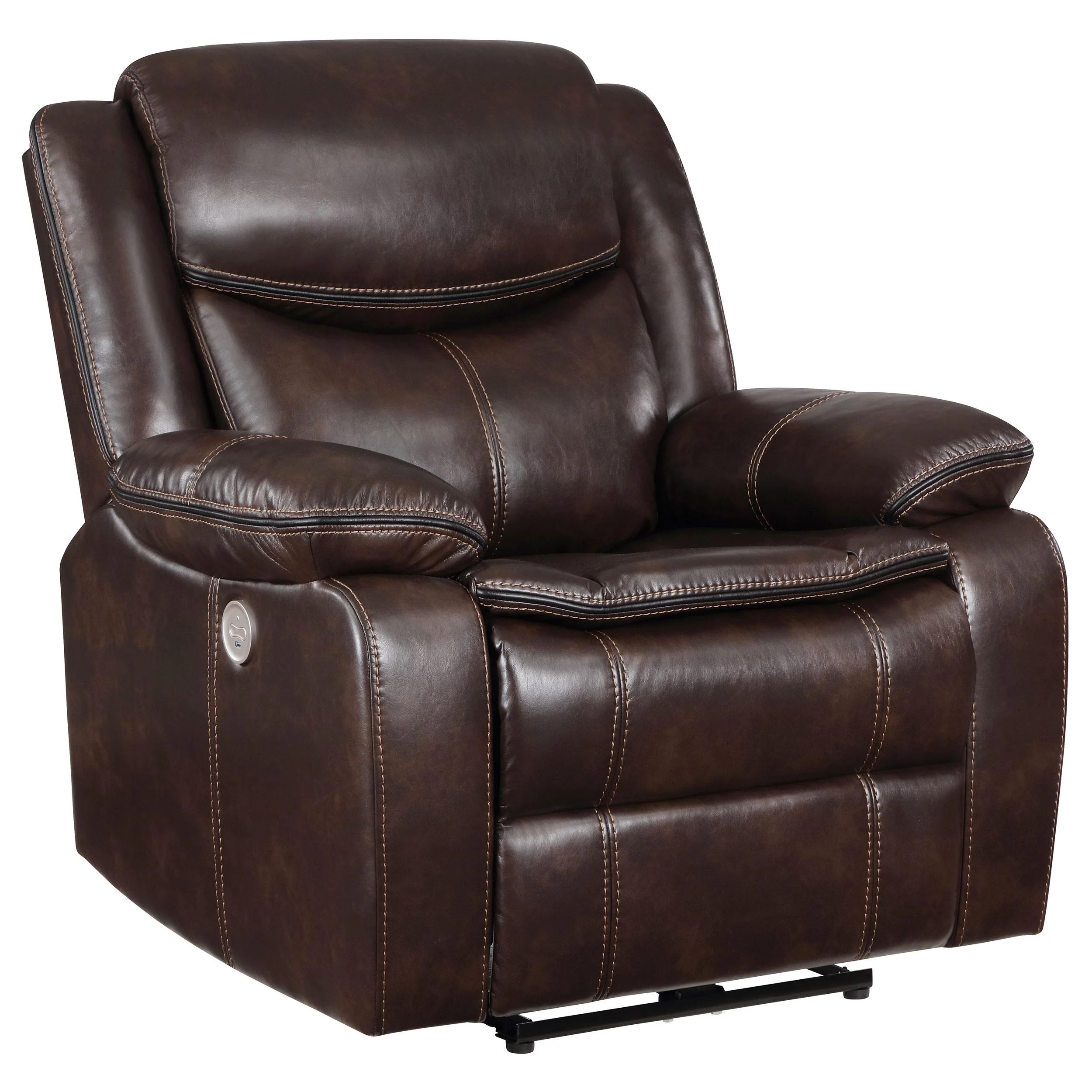 Coaster Furniture Sycamore 610193P Upholstered Power Recliner Chair – Dark Brown