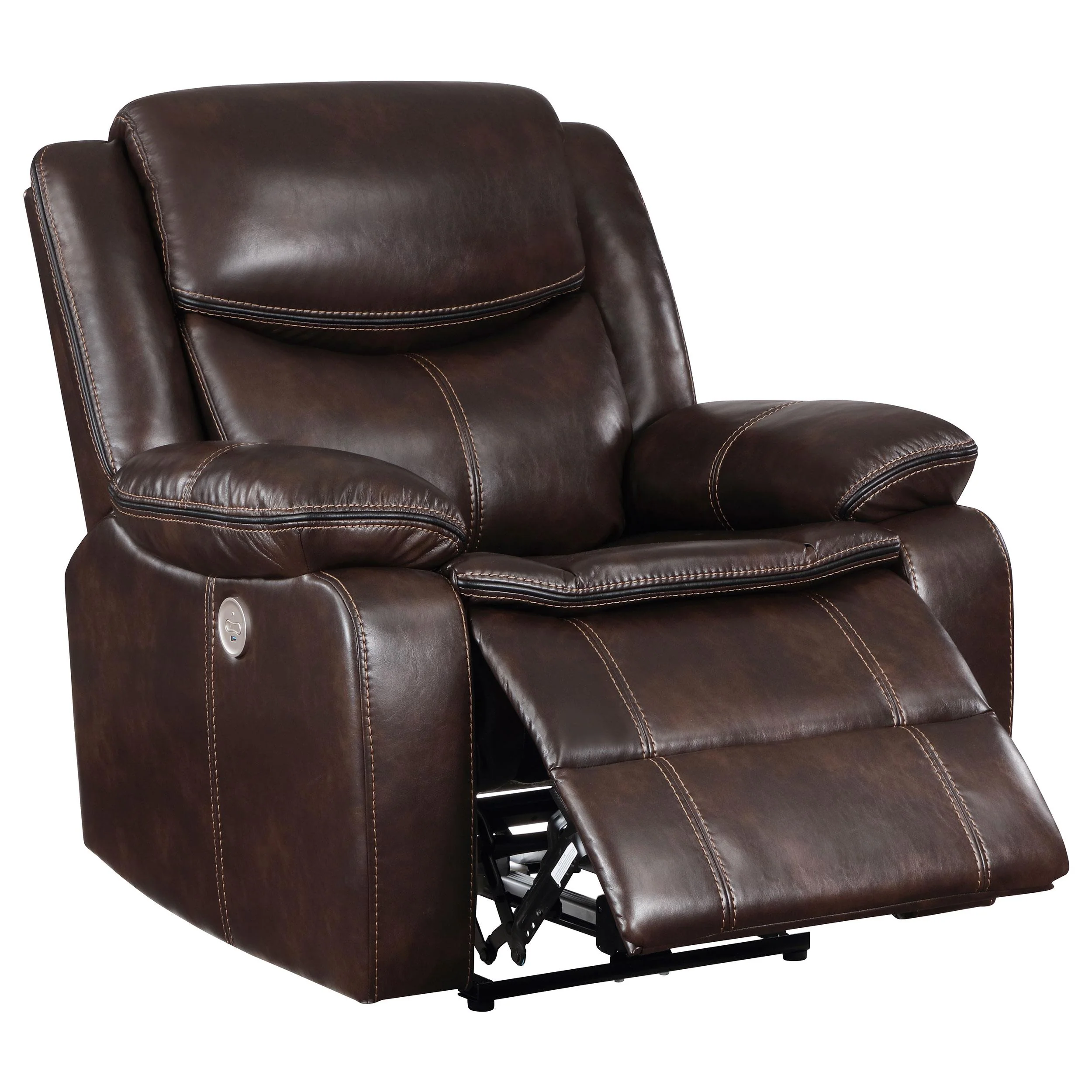 Coaster Furniture Sycamore 610193P Upholstered Power Recliner Chair - Dark Brown - Image 2