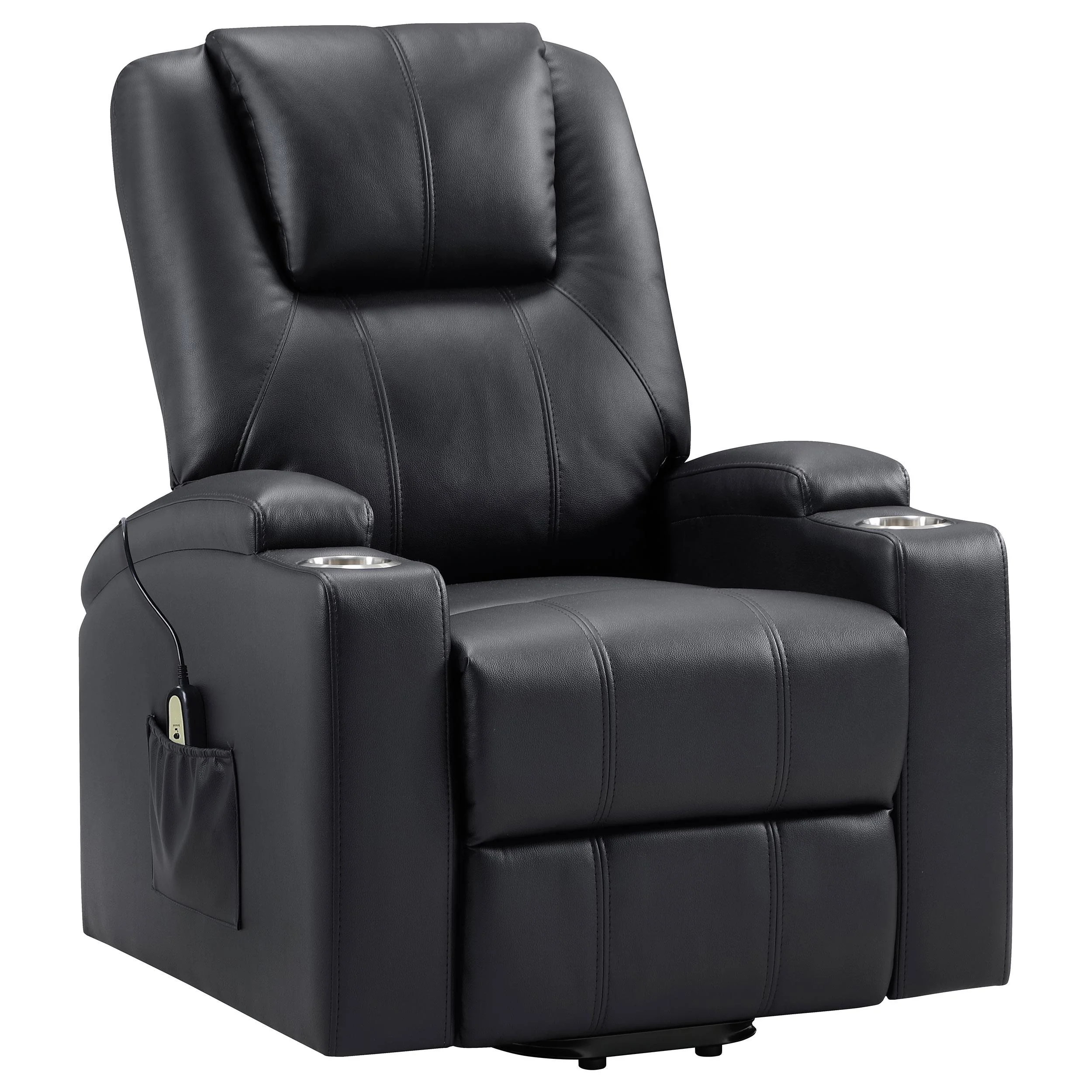 Coaster Furniture Armstrong 609475P Upholstered Power Lift Massage Recliner – Black