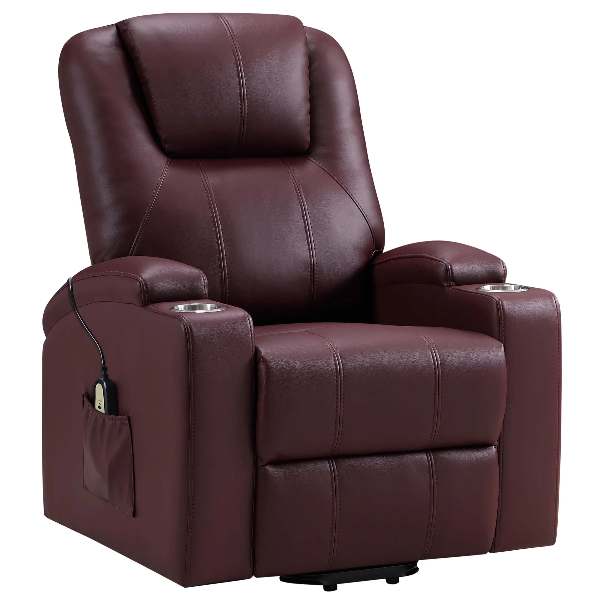 Coaster Furniture Armstrong 609479P Upholstered Power Lift Massage Recliner – Wine