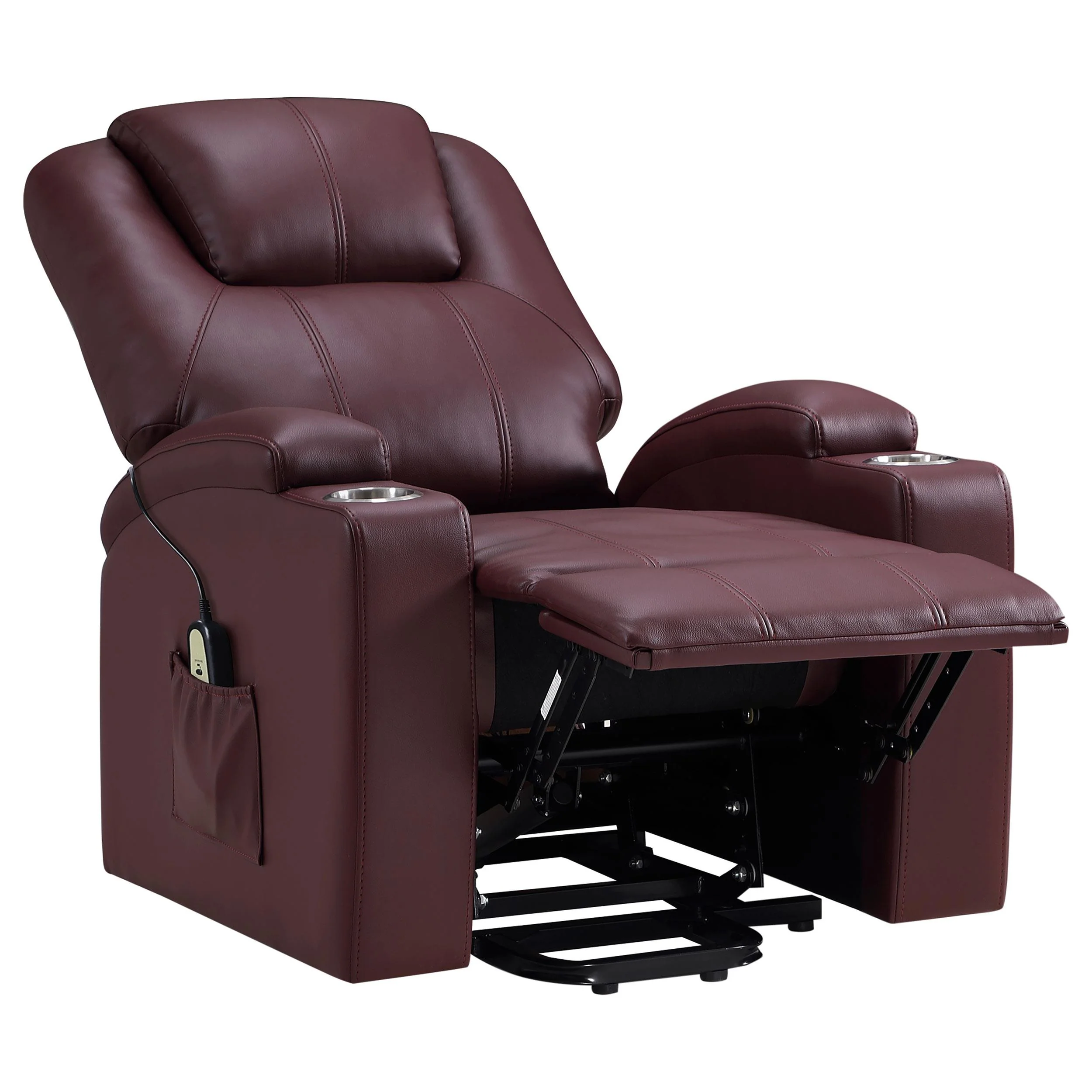 Coaster Furniture Armstrong 609479P Upholstered Power Lift Massage Recliner - Wine - Image 3