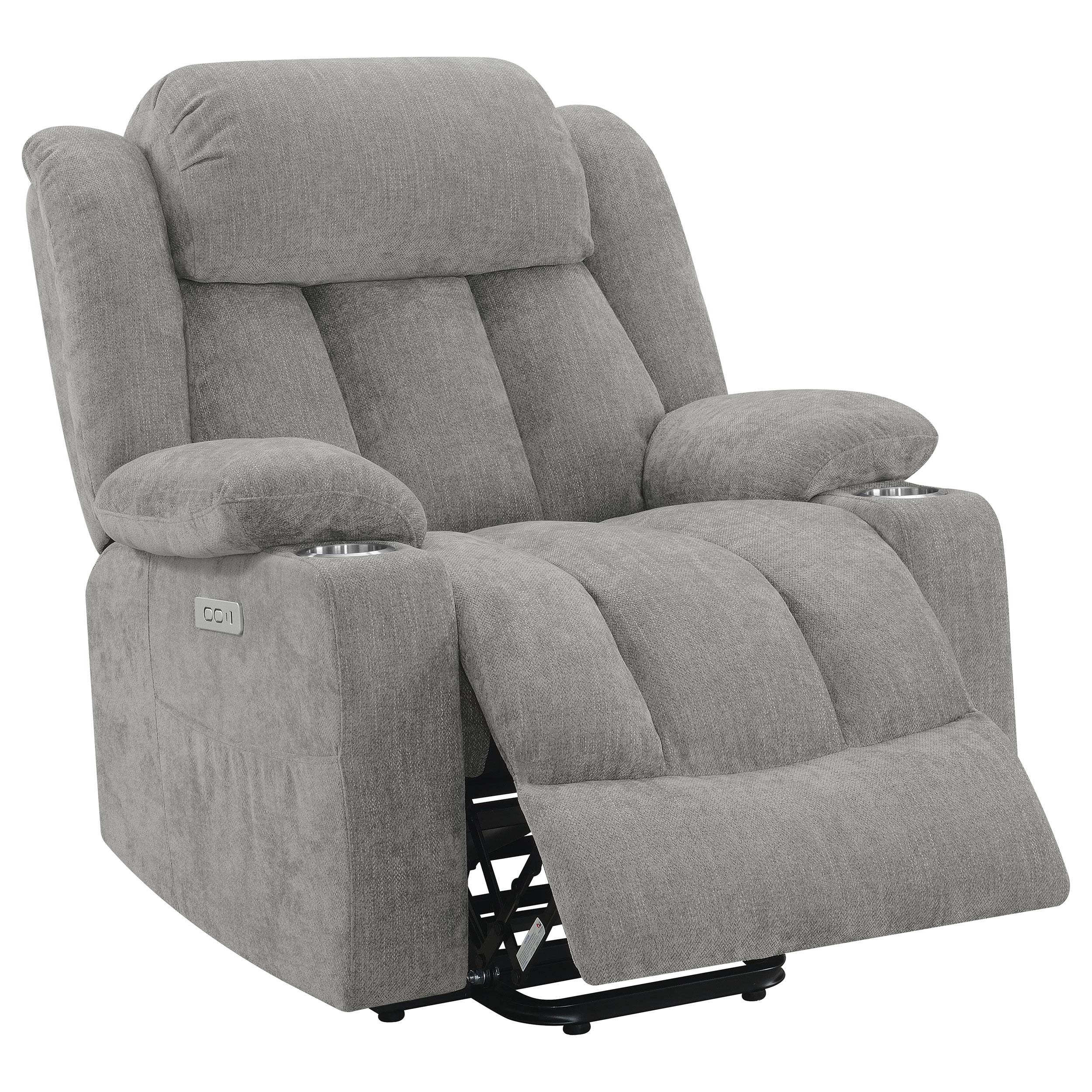 Coaster Furniture Houston 602284P Upholstered Power Lift Recliner - Grey - Image 2