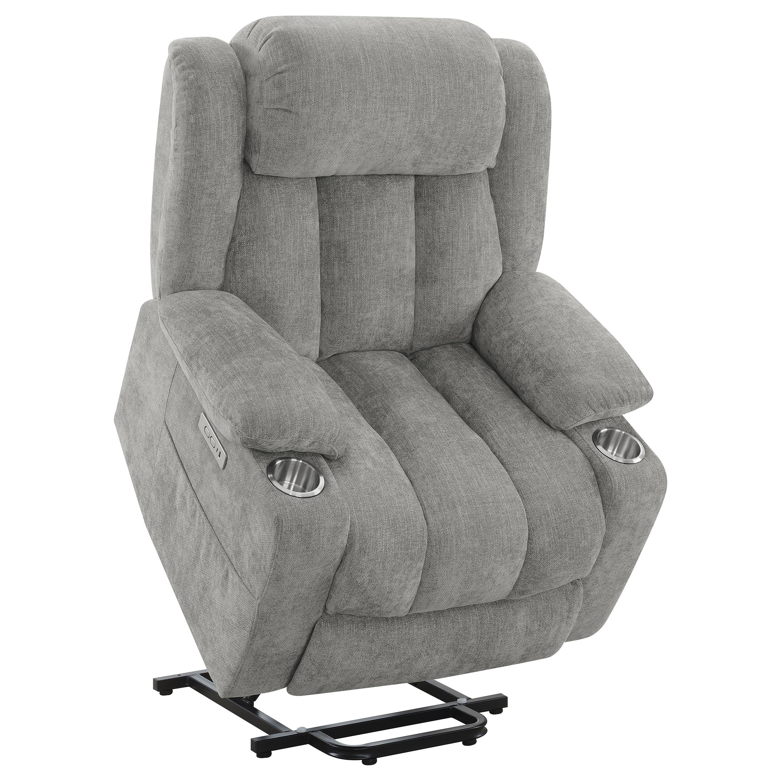 Coaster Furniture Houston 602284P Upholstered Power Lift Recliner - Grey - Image 3