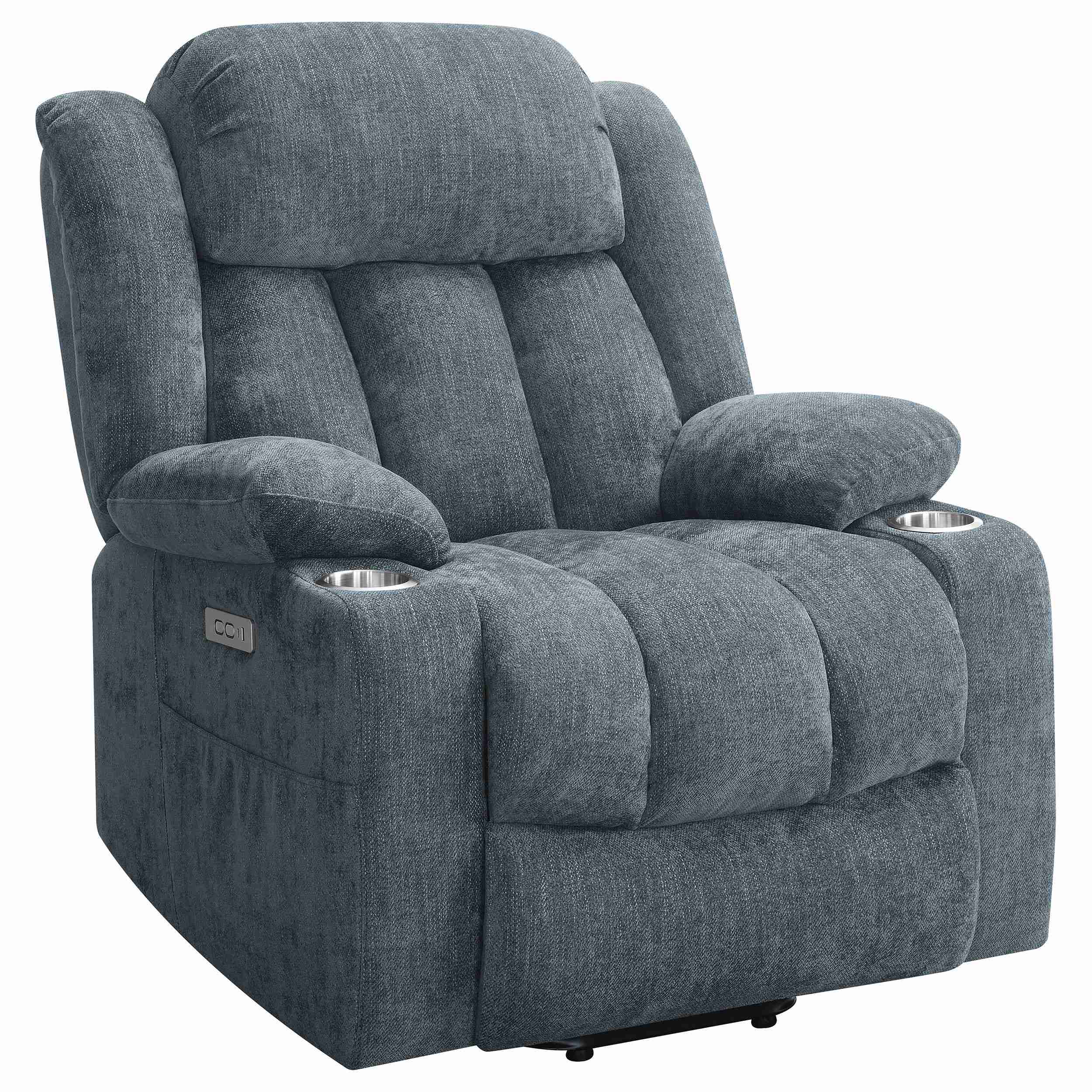 Coaster Furniture Houston 602294P Upholstered Power Lift Recliner – Slate Blue
