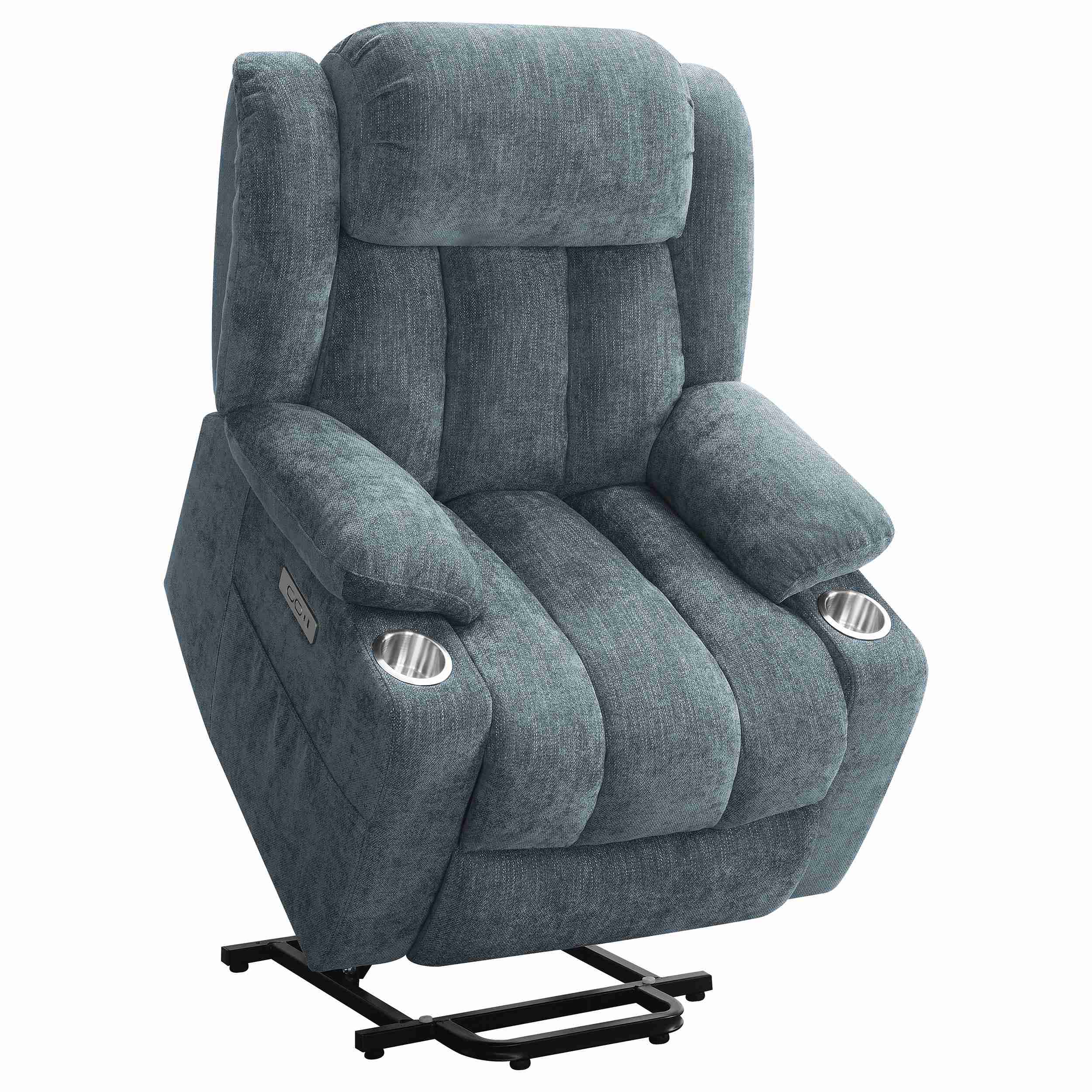 Coaster Furniture Houston 602294P Upholstered Power Lift Recliner - Slate Blue - Image 3