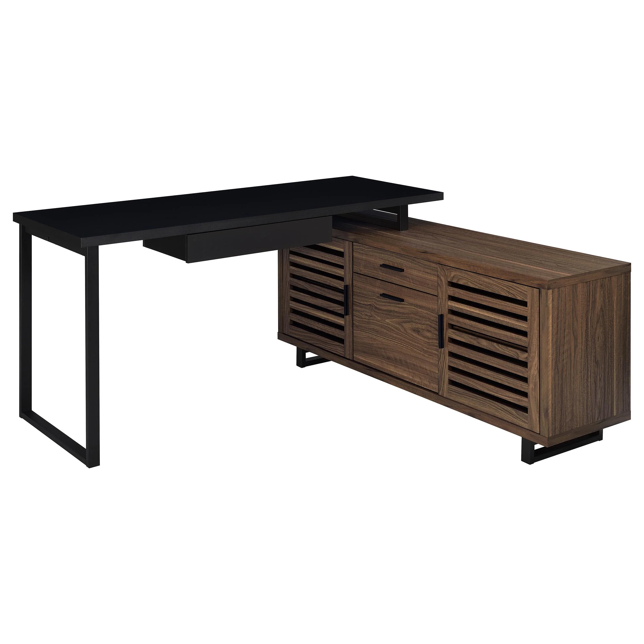 Coaster Furniture Maddox 801861 60-inch L-Shape Office Computer Desk – Black and Walnut